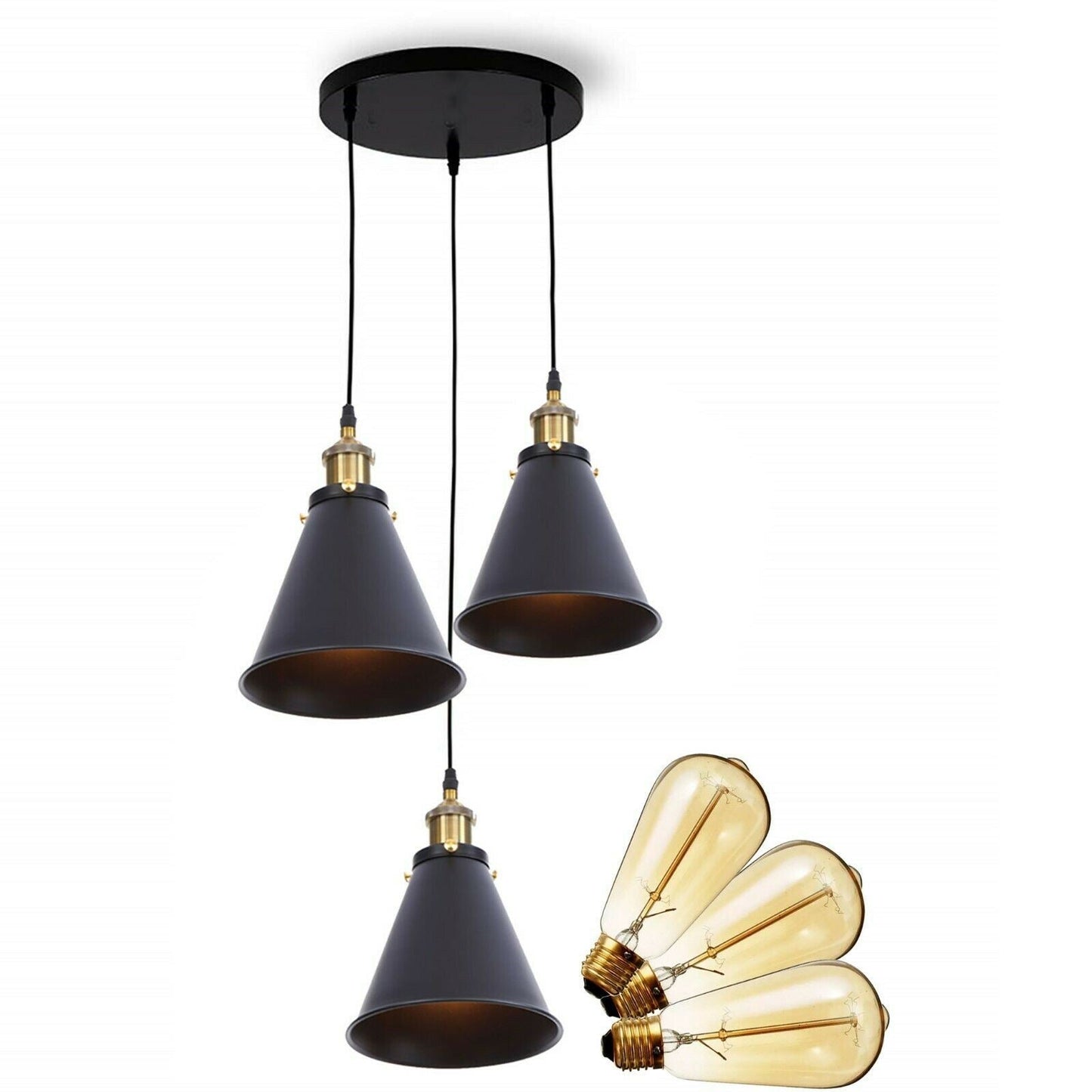 Retro Industrial 3- Head Vintage Round Base Pendant Celling light~3385-23