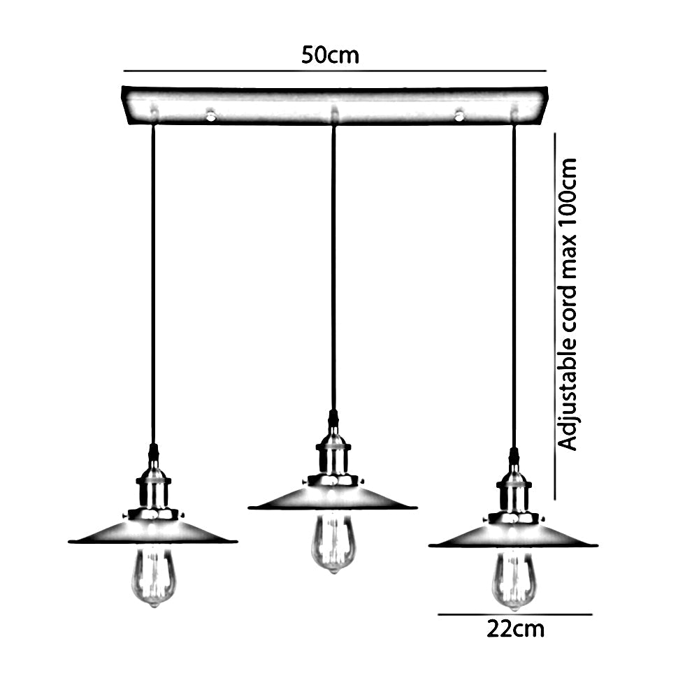 3 Way Modern Ceiling Pendant Cluster Light Fitting Industrial Pendant Lampshade~2139-5