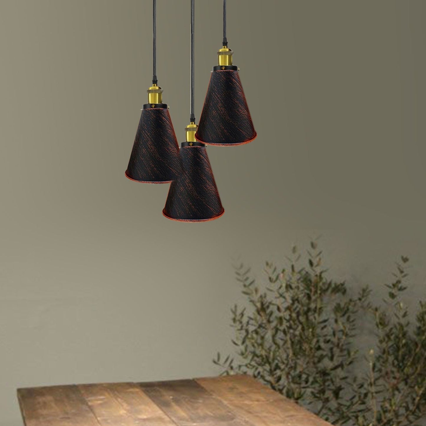 Retro Industrial 3- Head Vintage Round Base Pendant Celling light~3385-24