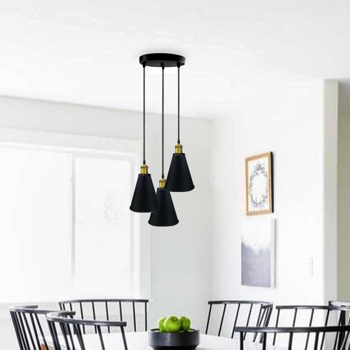 Retro Industrial 3- Head Vintage Round Base Pendant Celling light~3385-20
