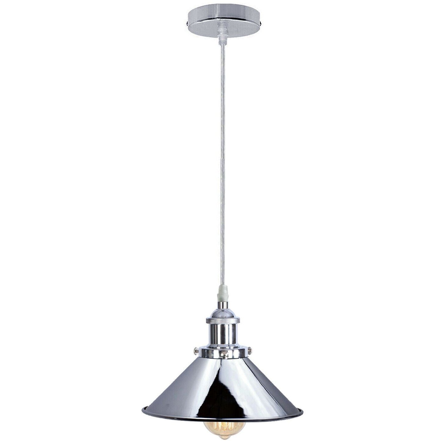 Vintage Modern Metal Ceiling Pendant Light Chrome Hanging Lamp With 95cm Adjustable Wire~1337-0