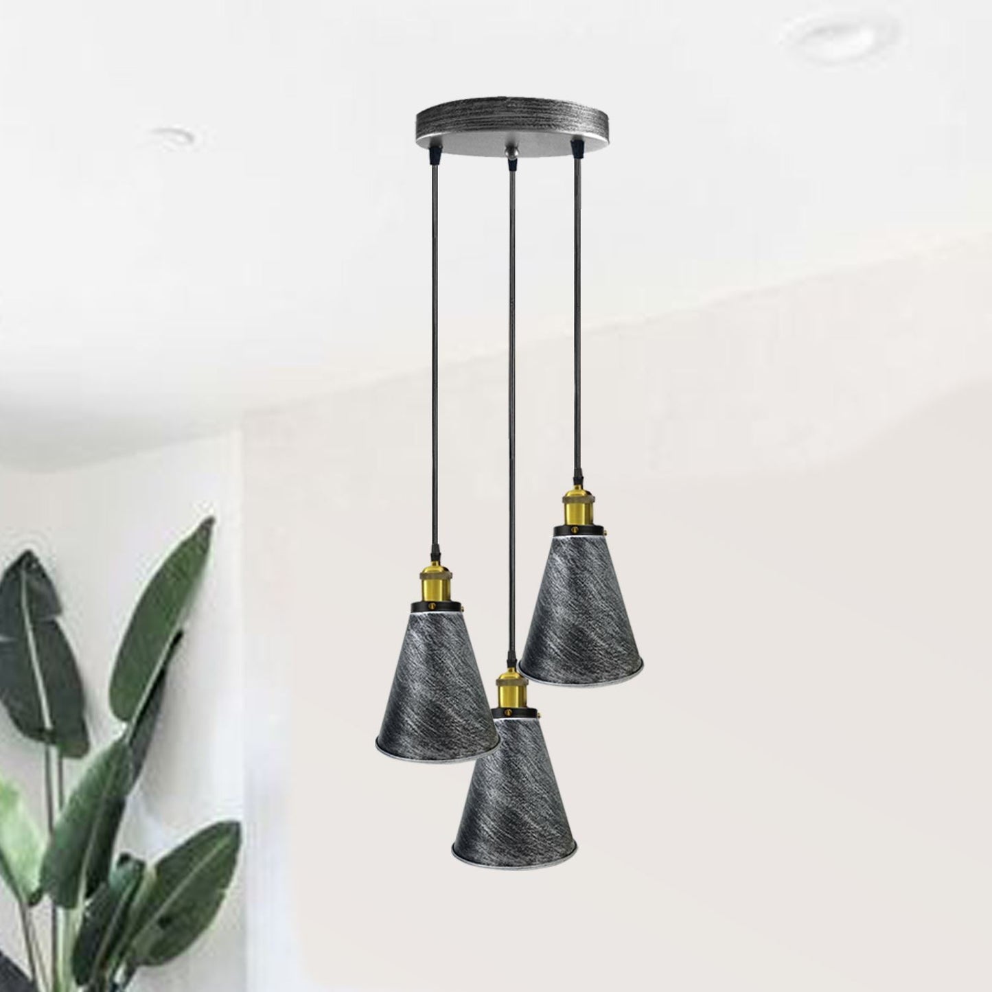 Retro Industrial 3- Head Vintage Round Base Pendant Celling light~3385-8