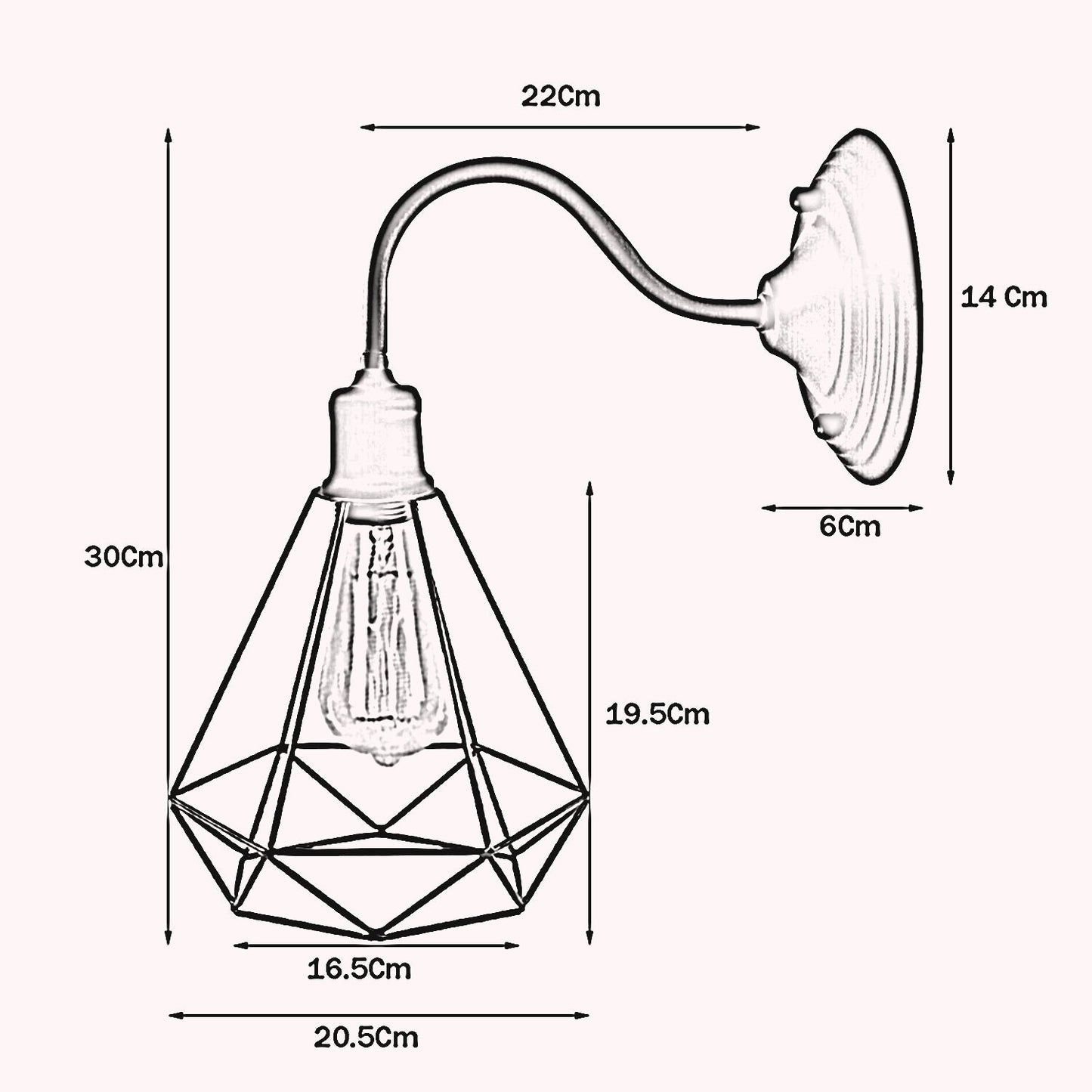 Modern Industrial Vintage Indoor Rustic Red colour Wall Light Lamp Fitting Fixture E27 Holder UK~3673-6