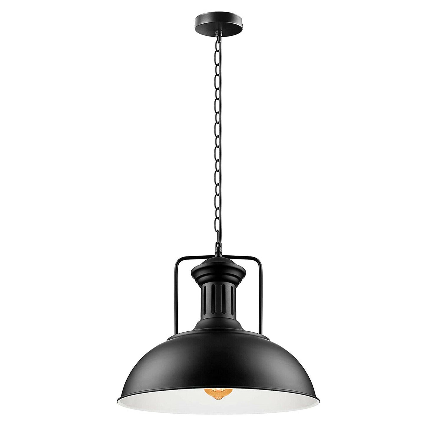 Industrial vintage Metal Adjustable Hanging ceiling Black white inner Lampshades E27Uk holder~3804-10