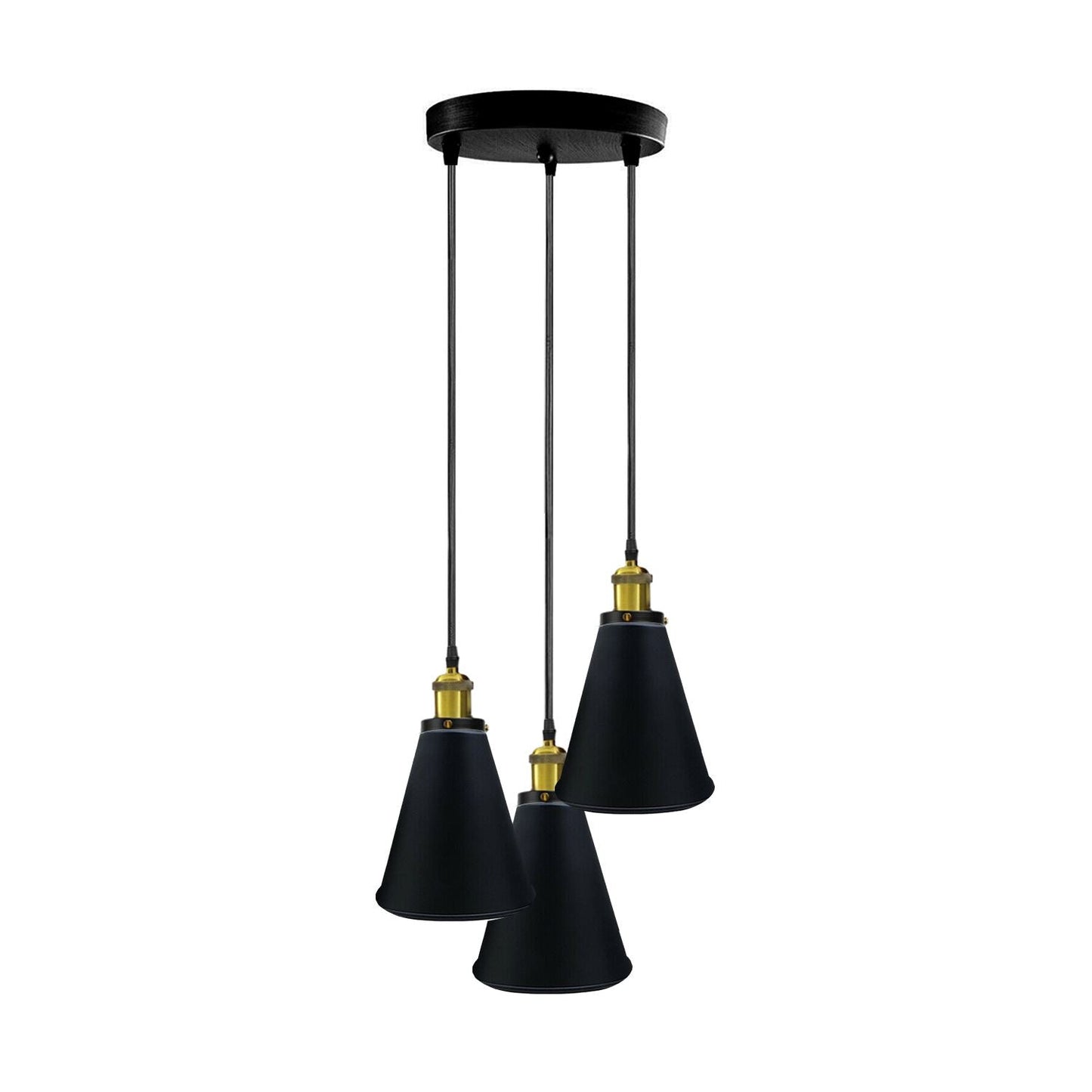 Retro Industrial 3- Head Vintage Round Base Pendant Celling light~3385-0