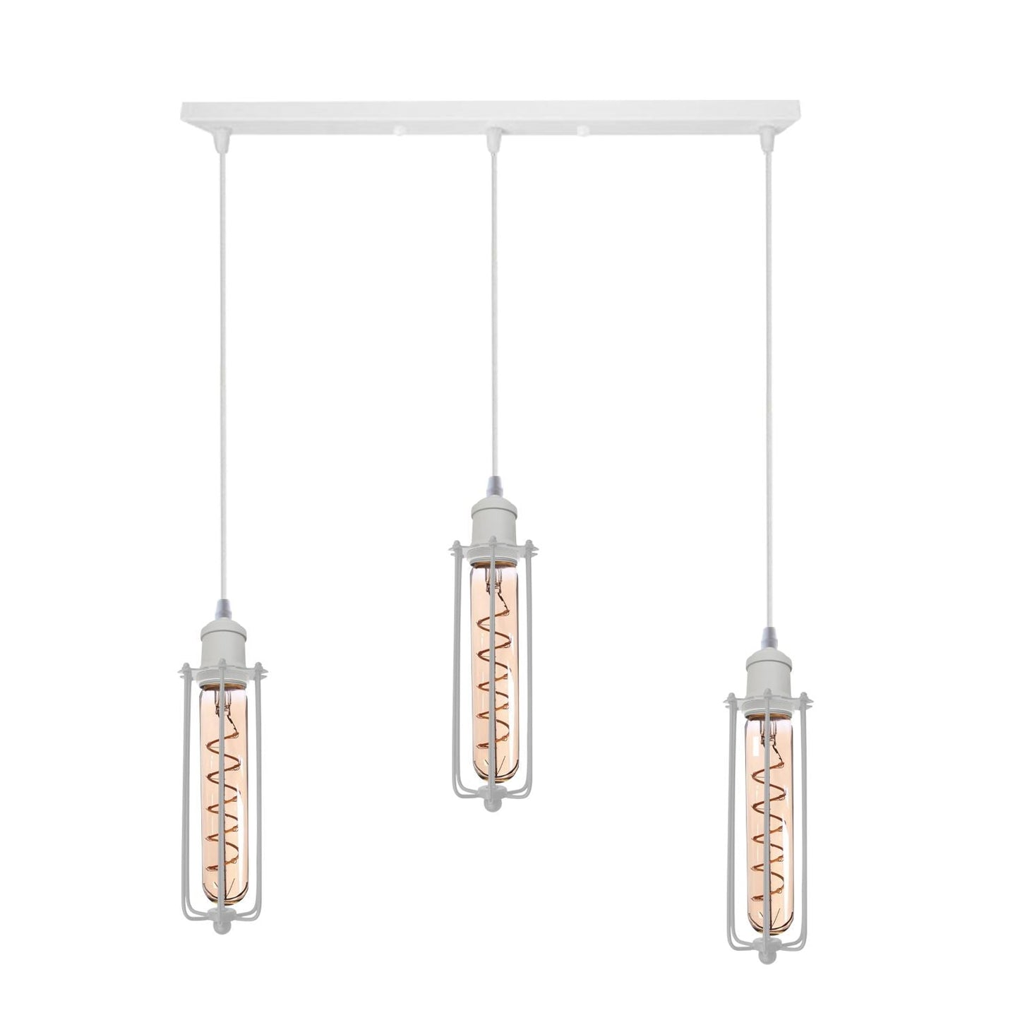 Industrial White colour Wire Cage Shade 3 Head Pendant Light~3400-0