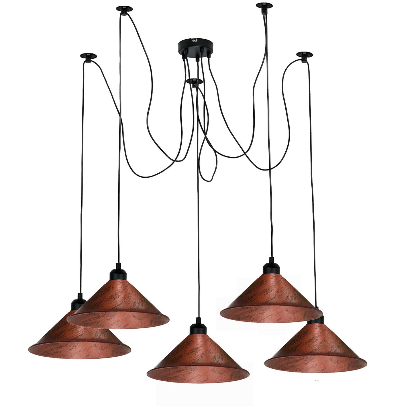 Modern Industrial Rustic Red Spider Ceiling Pendant Light Metal Cone Shade Indoor Hanging Light~3397-2