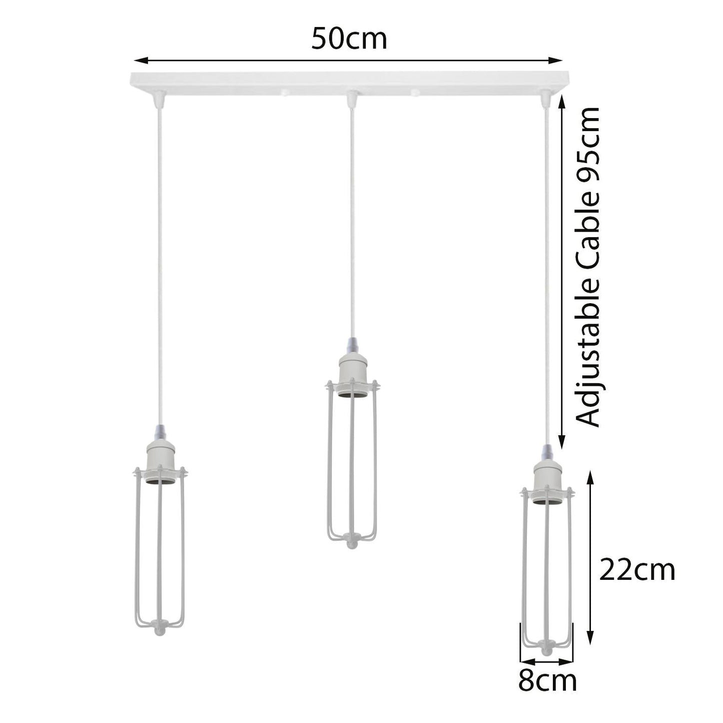 Industrial White colour Wire Cage Shade 3 Head Pendant Light~3400-3