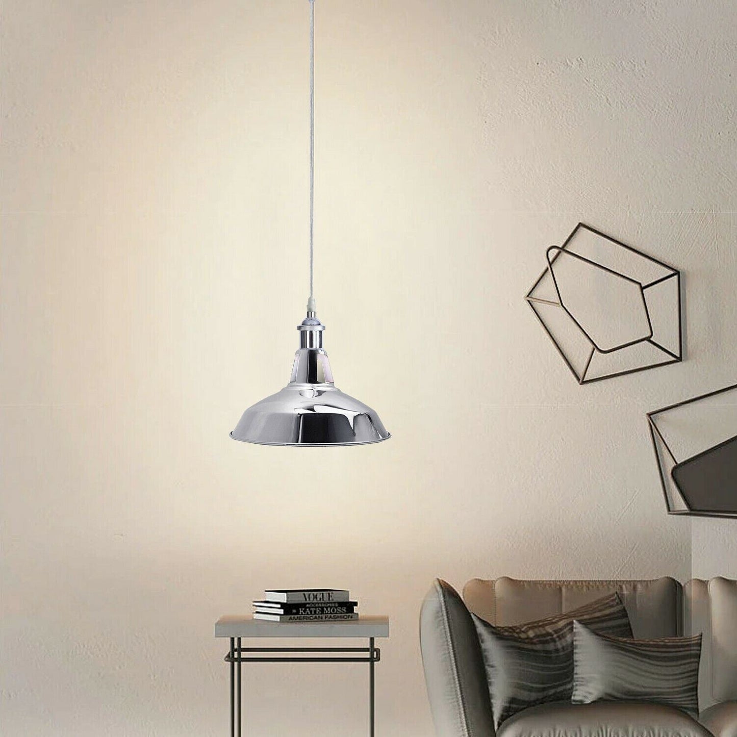 Vintage Modern Metal Ceiling Pendant Light Chrome Hanging Lamp With 95cm Adjustable Wire~1337-8