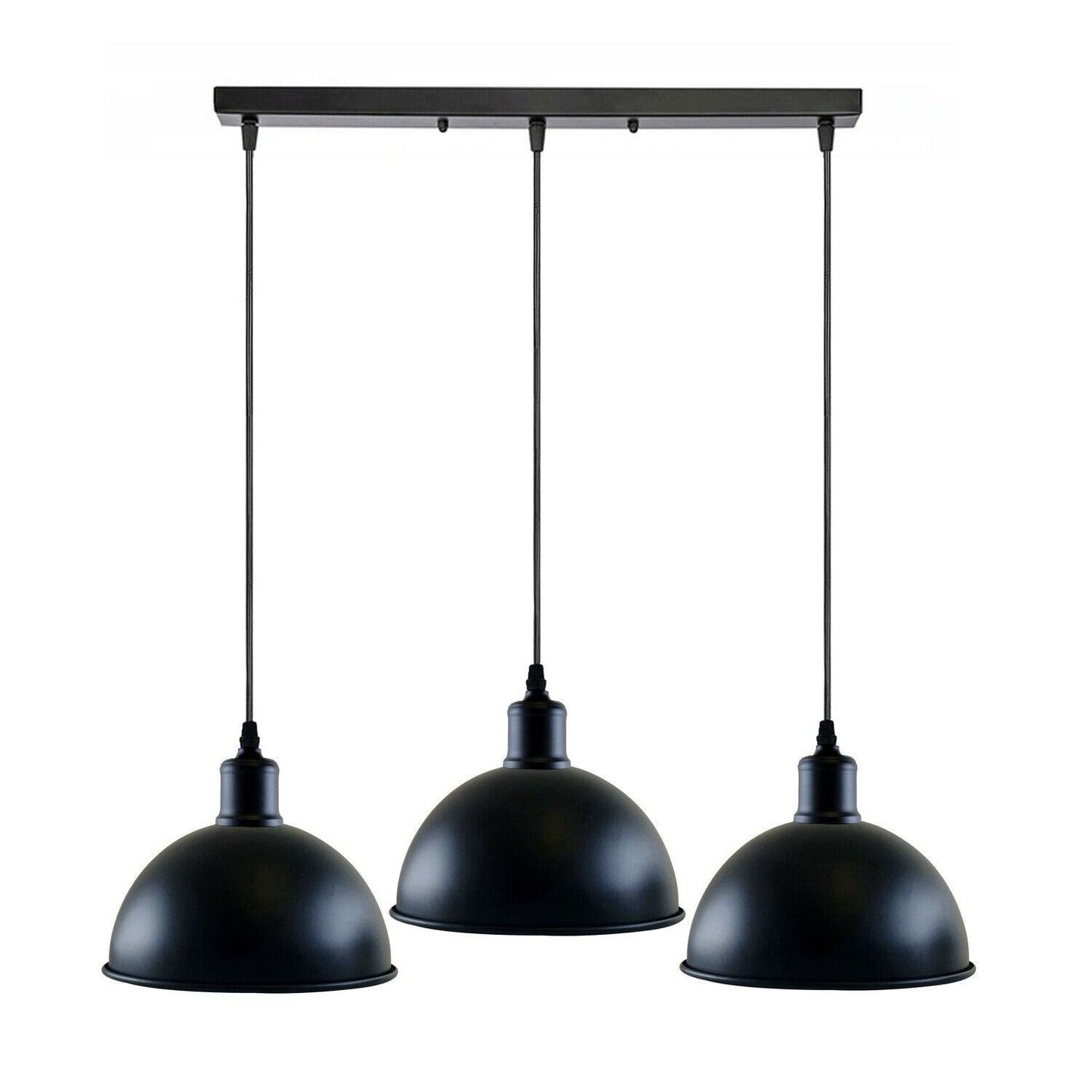 Vintage Industrial 3Head Ceiling Pendant Light Black Hanging Light Metal Dome Shape Shade Indoor Light Fitting~1242-1