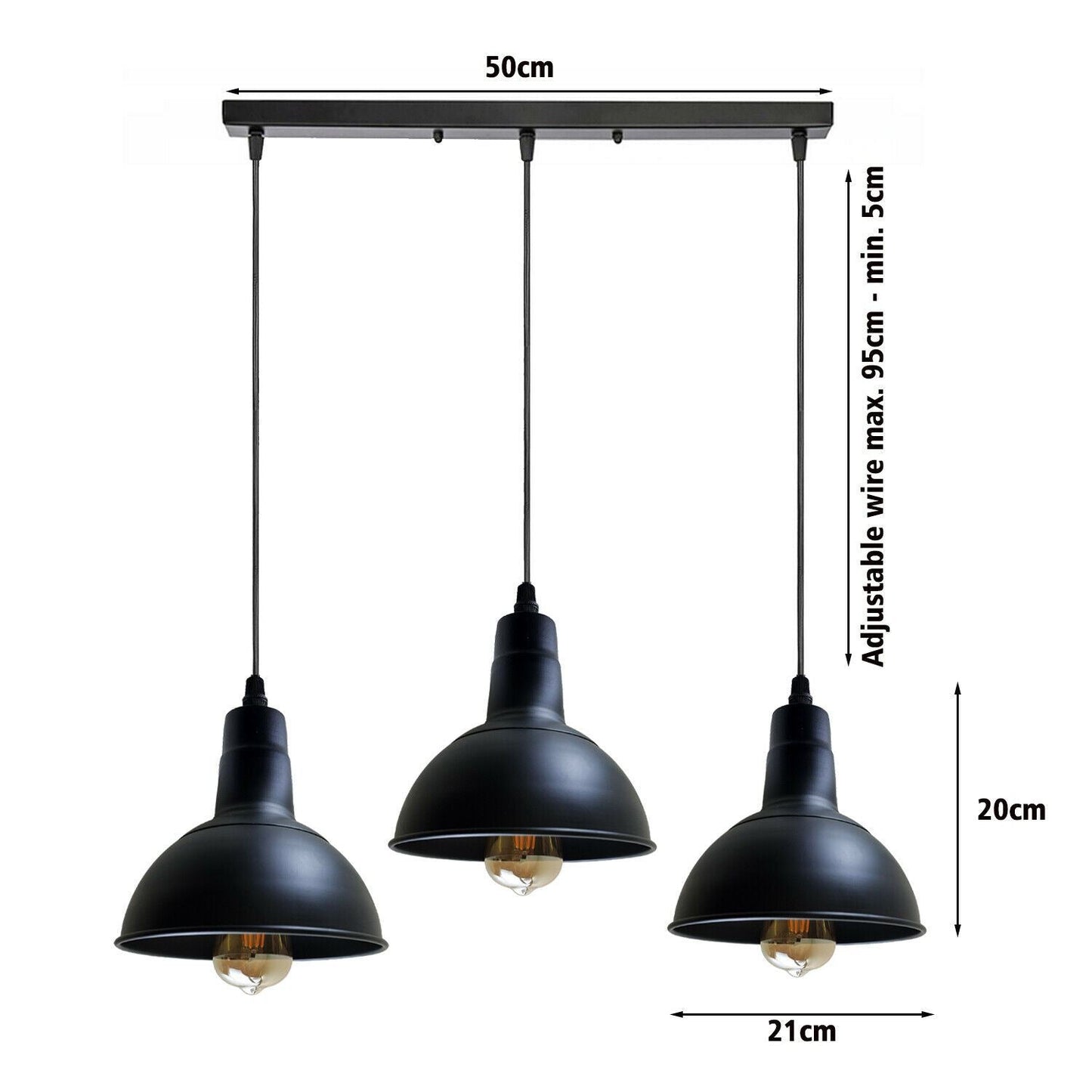 Retro Industrial Chandelier Ceiling Vintage Metal Light Shade Pendant light~1134-13