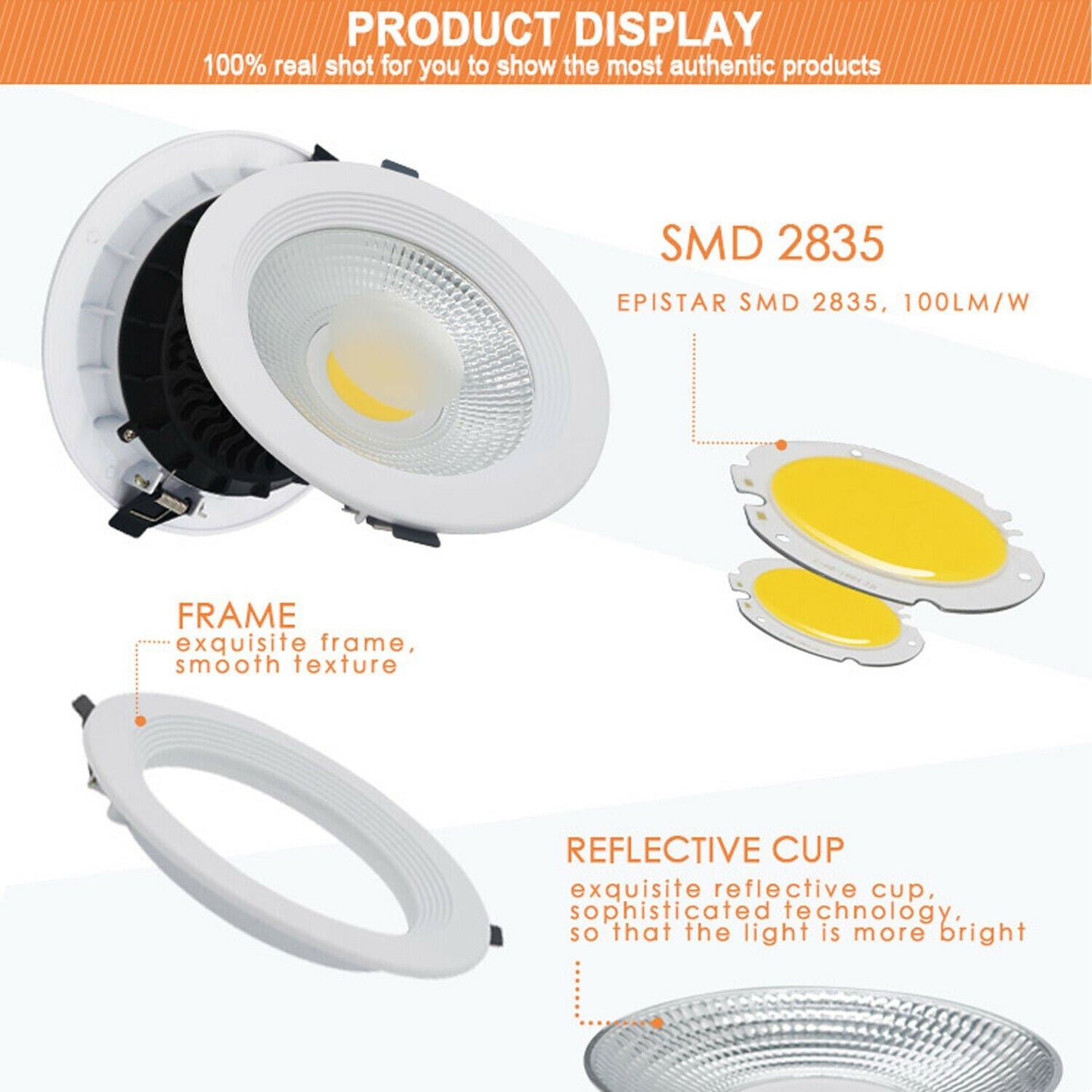 LED Round Recessed Indoor Ceiling Panel down Light Cool White For Hotel, Office, Library, Cellar~1311-27