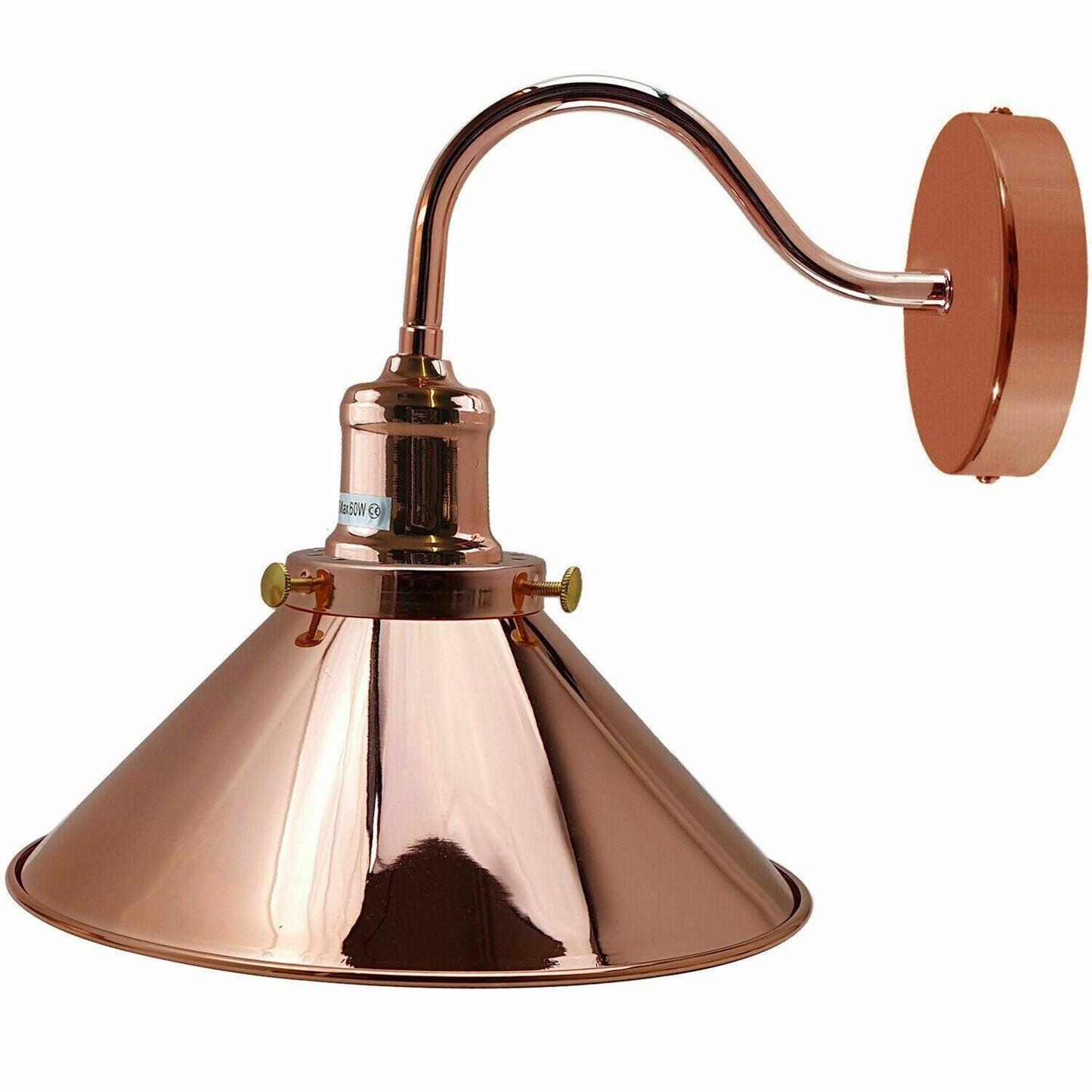 Retro Industrial Swan Neck Wall Light Indoor Sconce Metal Cone Shape Shade For Basement, Bedroom, Dining Room, Garage~1196-4