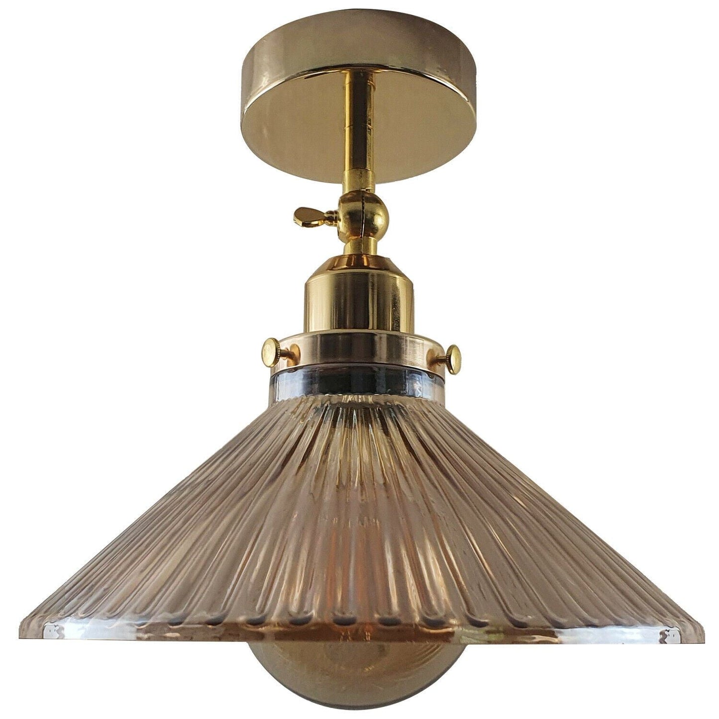 Vintage Modern Ceiling Pendant Light Flush Mount Amber Glass Shade~1382-1