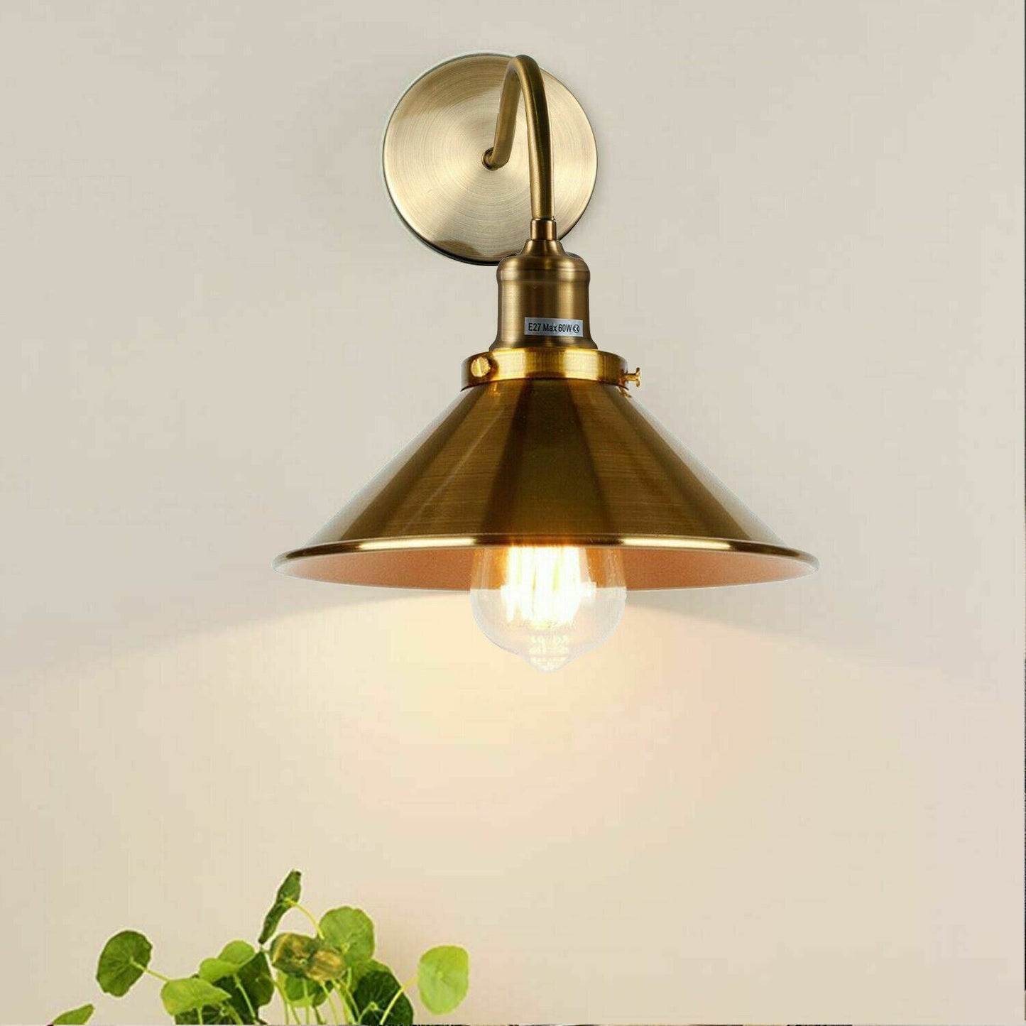Retro Industrial Swan Neck Wall Light Indoor Sconce Metal Cone Shape Shade For Basement, Bedroom, Dining Room, Garage~1196-24