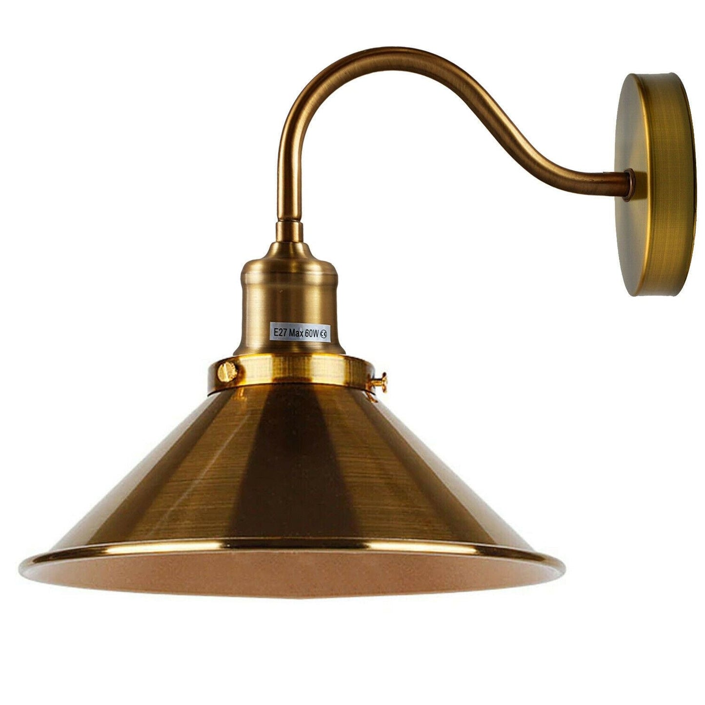 Retro Industrial Swan Neck Wall Light Indoor Sconce Metal Cone Shape Shade For Basement, Bedroom, Dining Room, Garage~1196-6