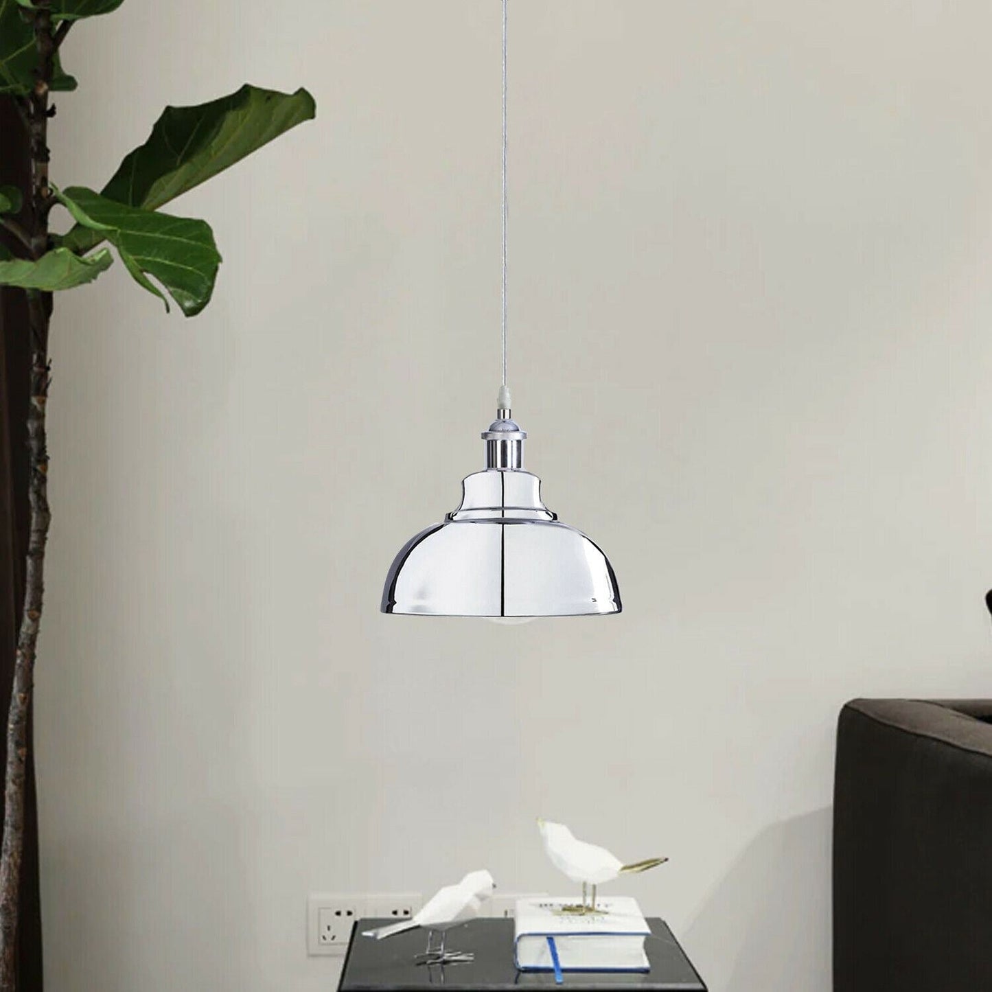 Vintage Modern Metal Ceiling Pendant Light Chrome Hanging Lamp With 95cm Adjustable Wire~1337-7