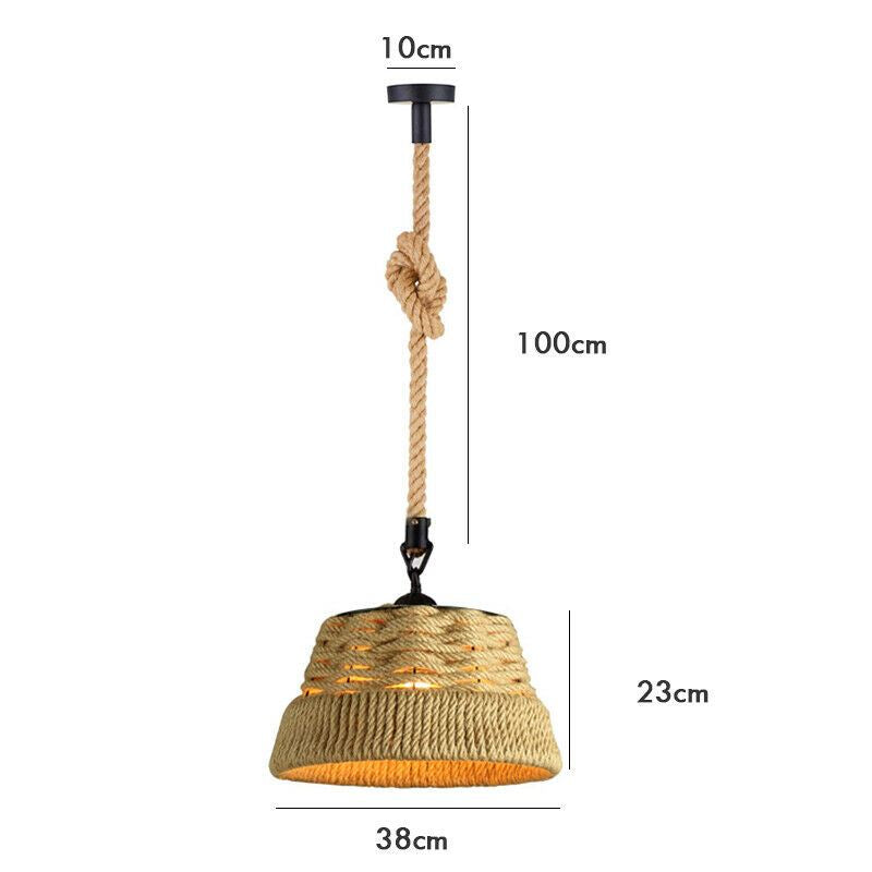 Retro Industrial Vintage Loft Hemp Rope Pendant Ceiling Light Lamp~1132-10