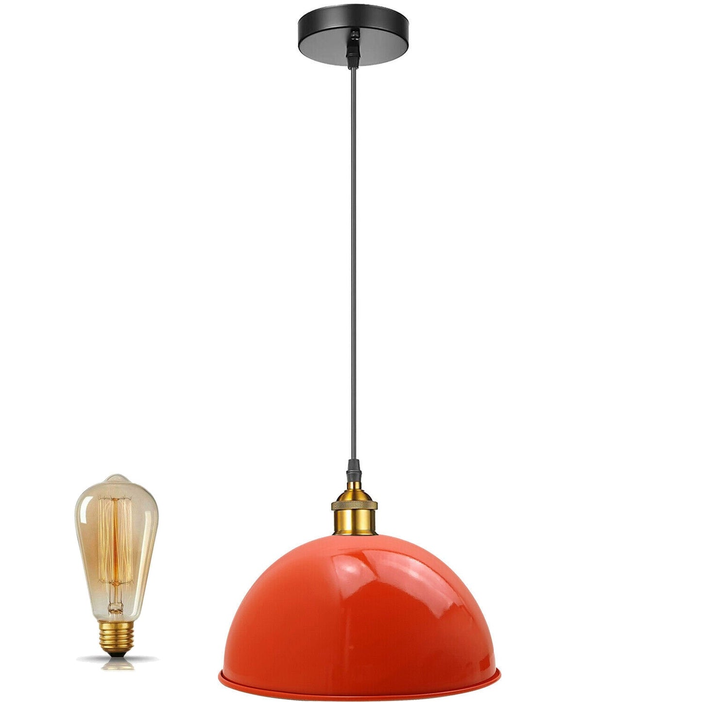 Vintage Modern Orange Metal Shade Ceiling Pendant Light Indoor Light Fitting With 95cm Adjustable Wire~1271-5