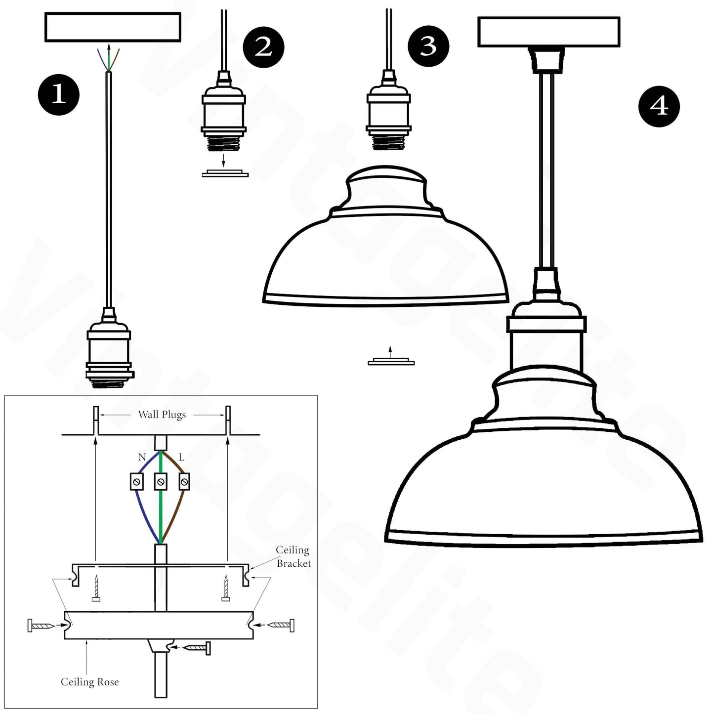 Retro Pendant Light Shade Vintage Industrial Ceiling Lighting LED Restaurant Loft With Free Bulb~2101-15