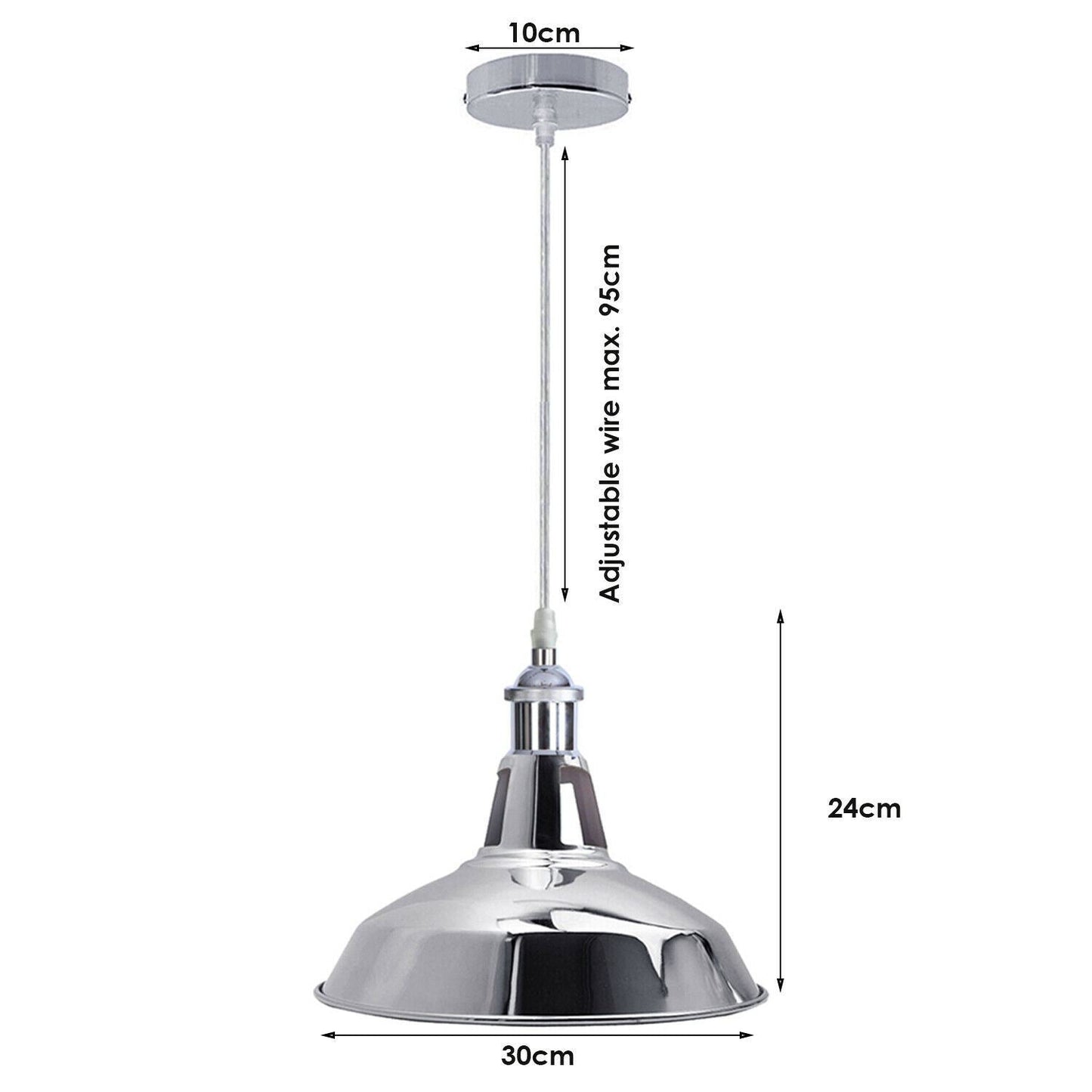 Vintage Modern Metal Ceiling Pendant Light Chrome Hanging Lamp With 95cm Adjustable Wire~1337-13