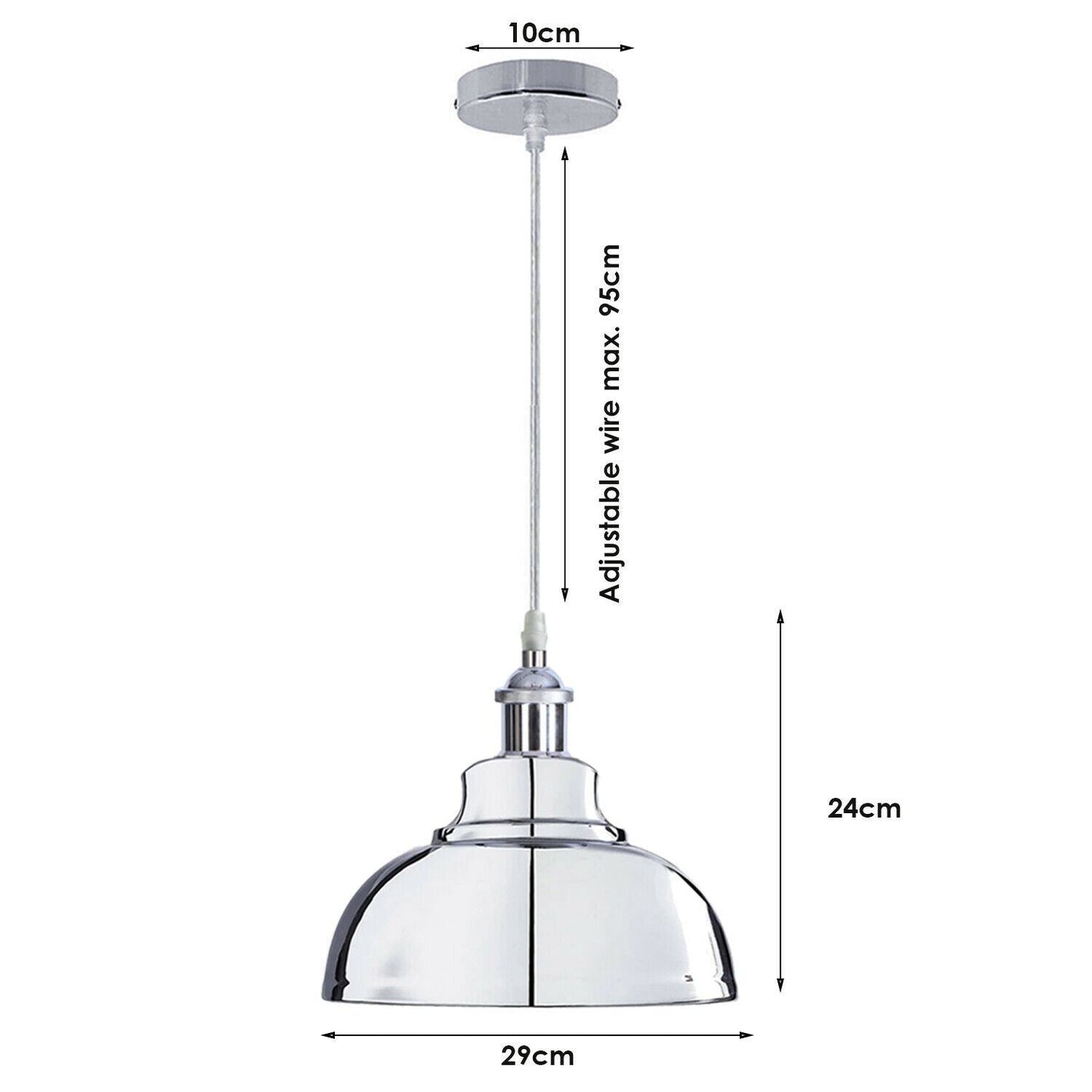 Vintage Modern Metal Ceiling Pendant Light Chrome Hanging Lamp With 95cm Adjustable Wire~1337-25