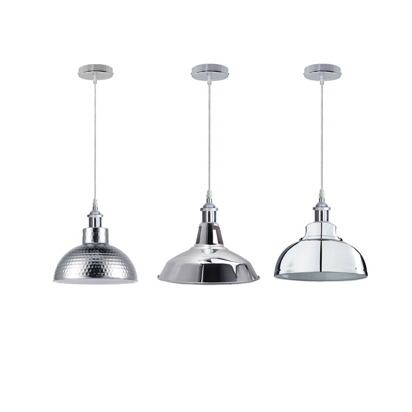 Vintage Modern Metal Ceiling Pendant Light Chrome Hanging Lamp With 95cm Adjustable Wire~1337-10