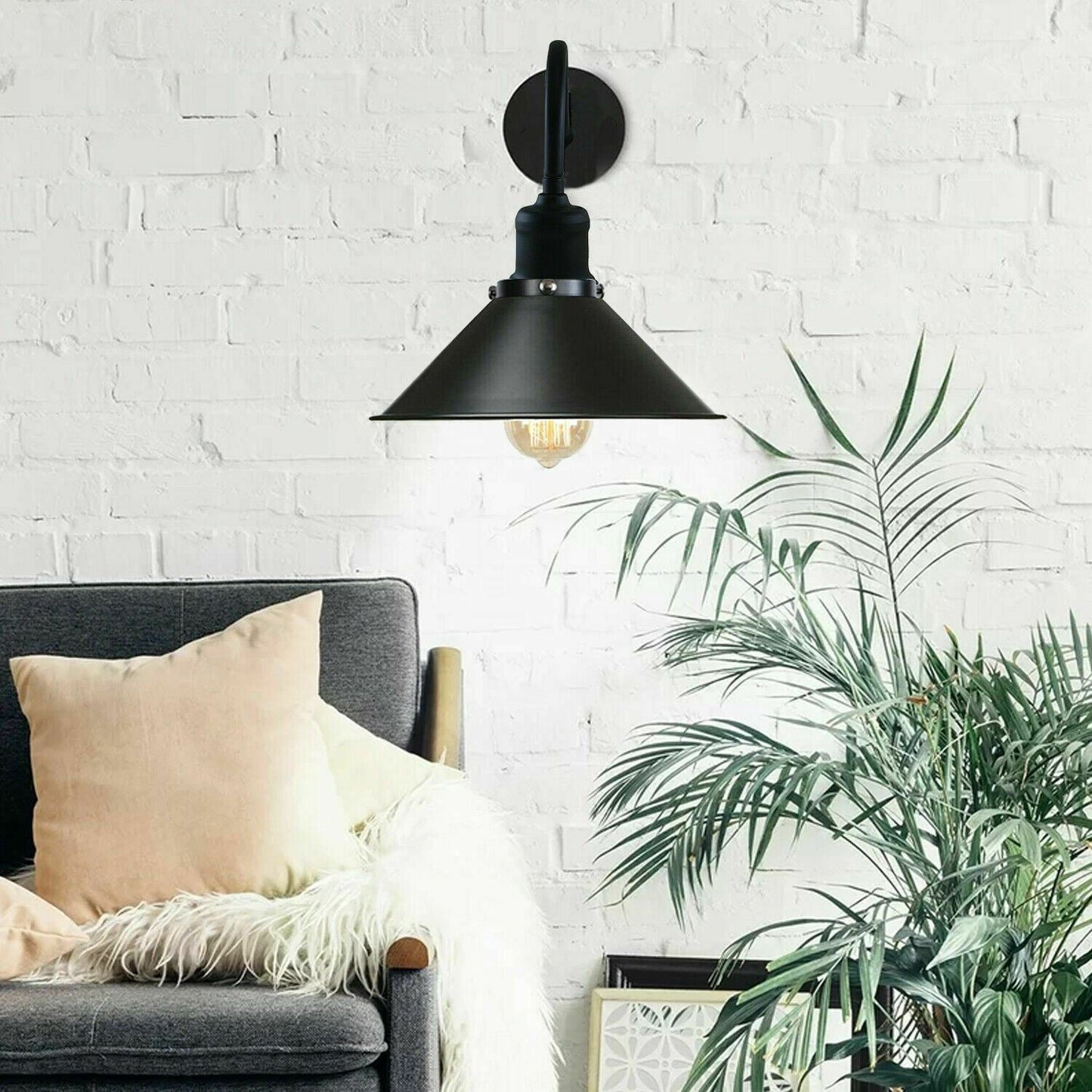 Retro Industrial Swan Neck Wall Light Indoor Sconce Metal Cone Shape Shade For Basement, Bedroom, Dining Room, Garage~1196-26