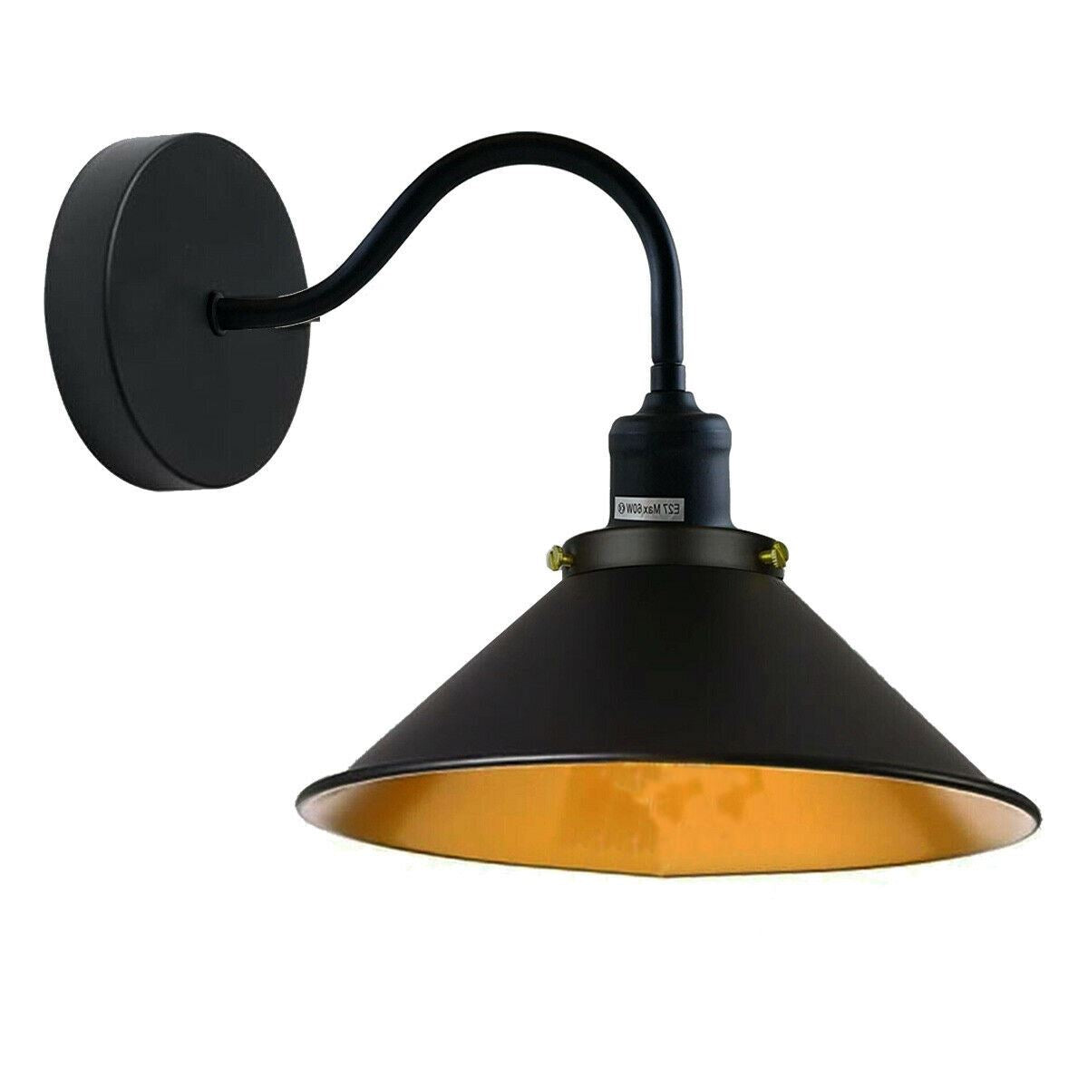 Retro Industrial Swan Neck Wall Light Indoor Sconce Metal Cone Shape Shade For Basement, Bedroom, Dining Room, Garage~1196-2