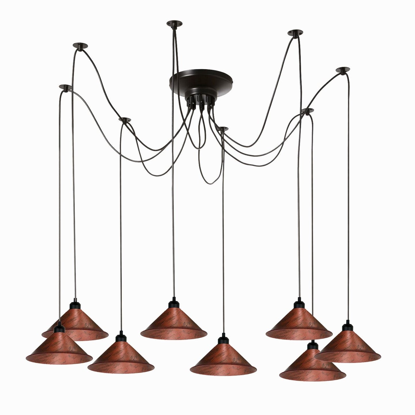 Modern Industrial Rustic Red Spider Ceiling Pendant Light Metal Cone Shade Indoor Hanging Light~3397-0