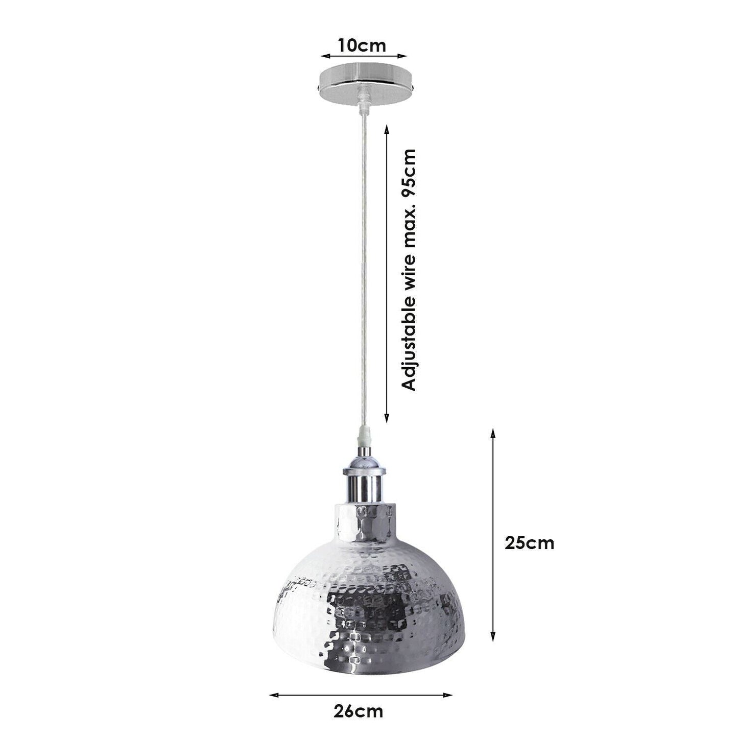 Vintage Modern Metal Ceiling Pendant Light Chrome Hanging Lamp With 95cm Adjustable Wire~1337-11