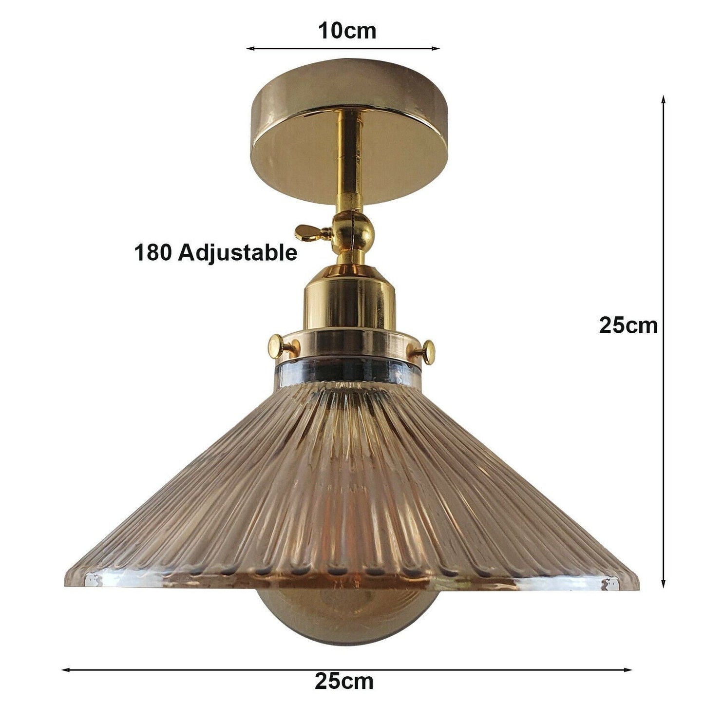 Vintage Modern Ceiling Pendant Light Flush Mount Amber Glass Shade~1382-6