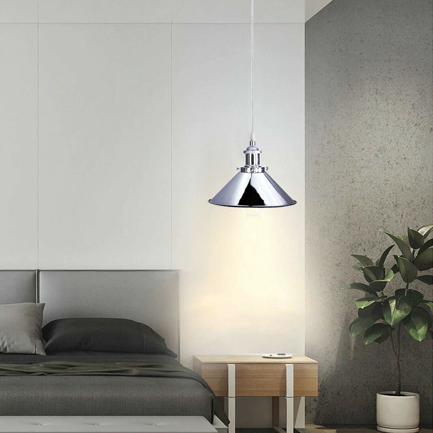 Vintage Modern Metal Ceiling Pendant Light Chrome Hanging Lamp With 95cm Adjustable Wire~1337-26