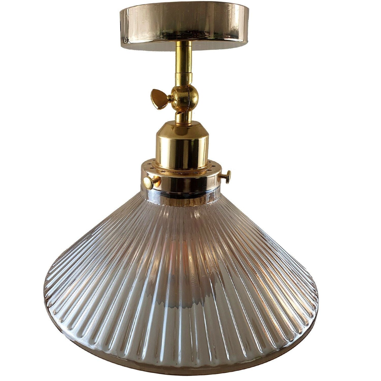 Vintage Modern Ceiling Pendant Light Flush Mount Amber Glass Shade~1382-5