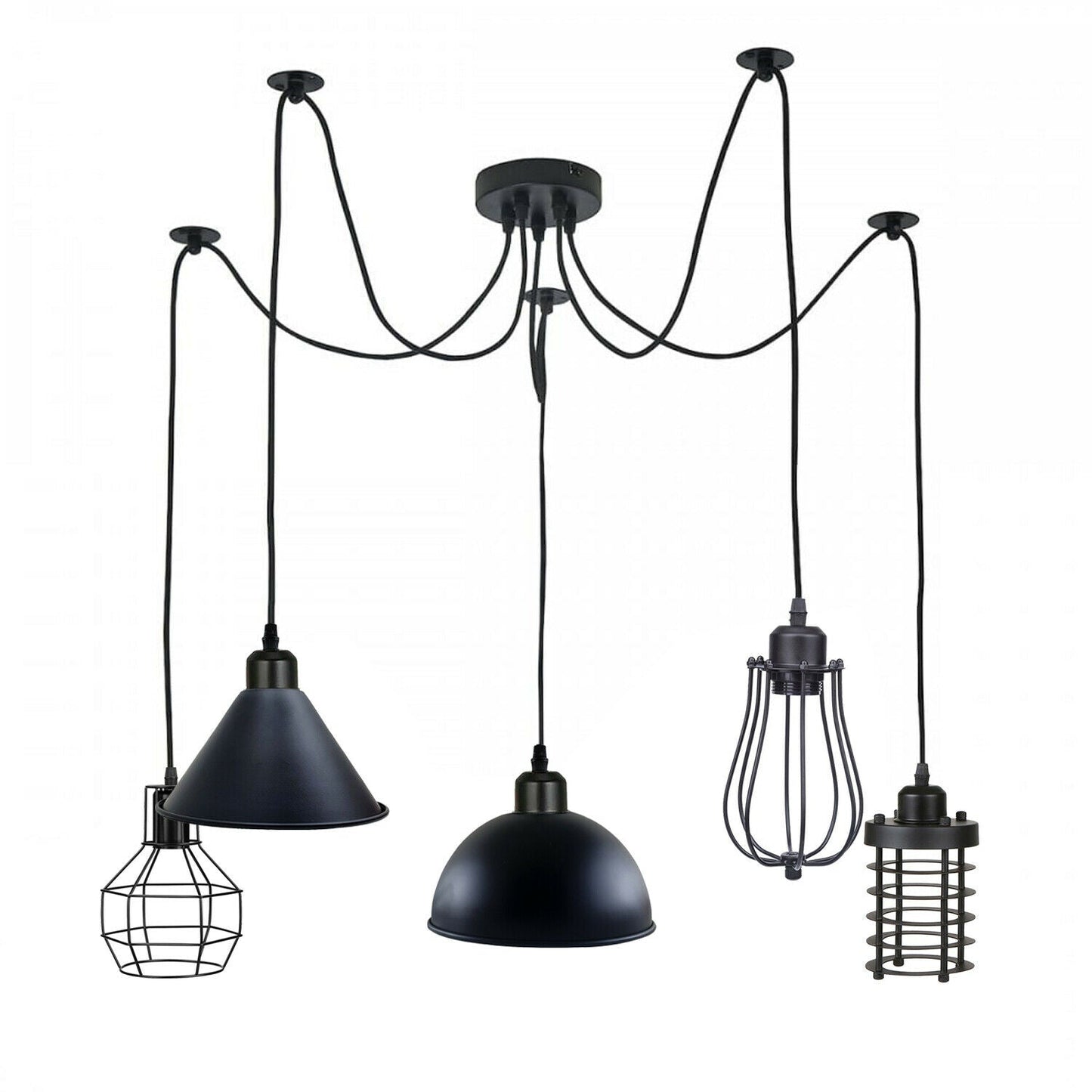 2m Pendant Light Cage Retro Industrial Ceiling Light Spider Lamp~1166-11