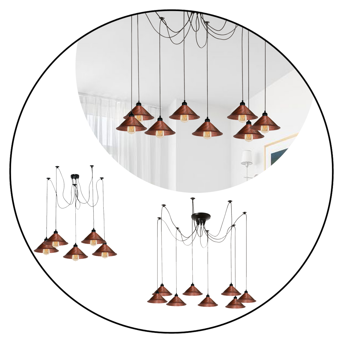 Modern Industrial Rustic Red Spider Ceiling Pendant Light Metal Cone Shade Indoor Hanging Light~3397-6