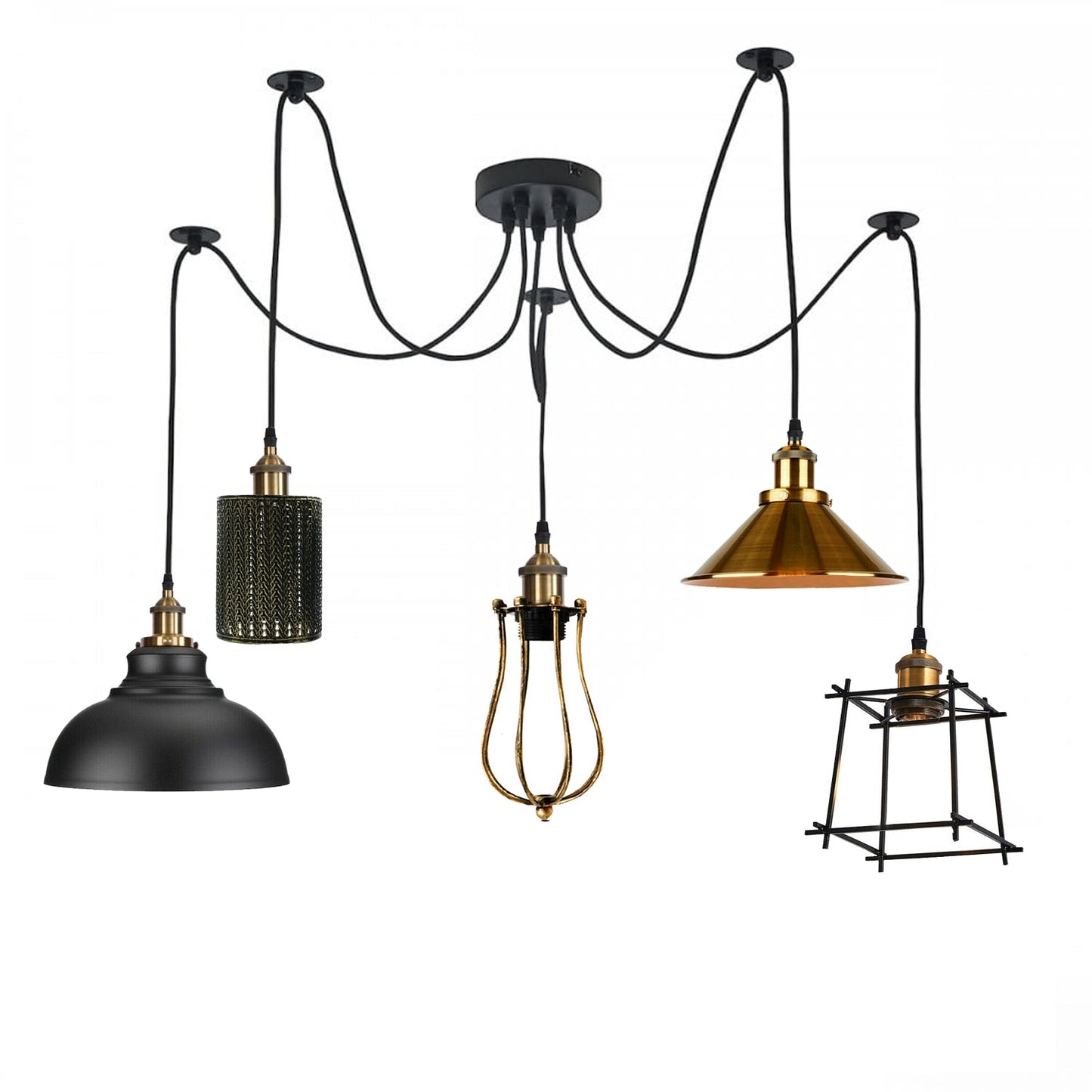 2m Pendant Light Cage Retro Industrial Ceiling Light Spider Lamp~1166-9