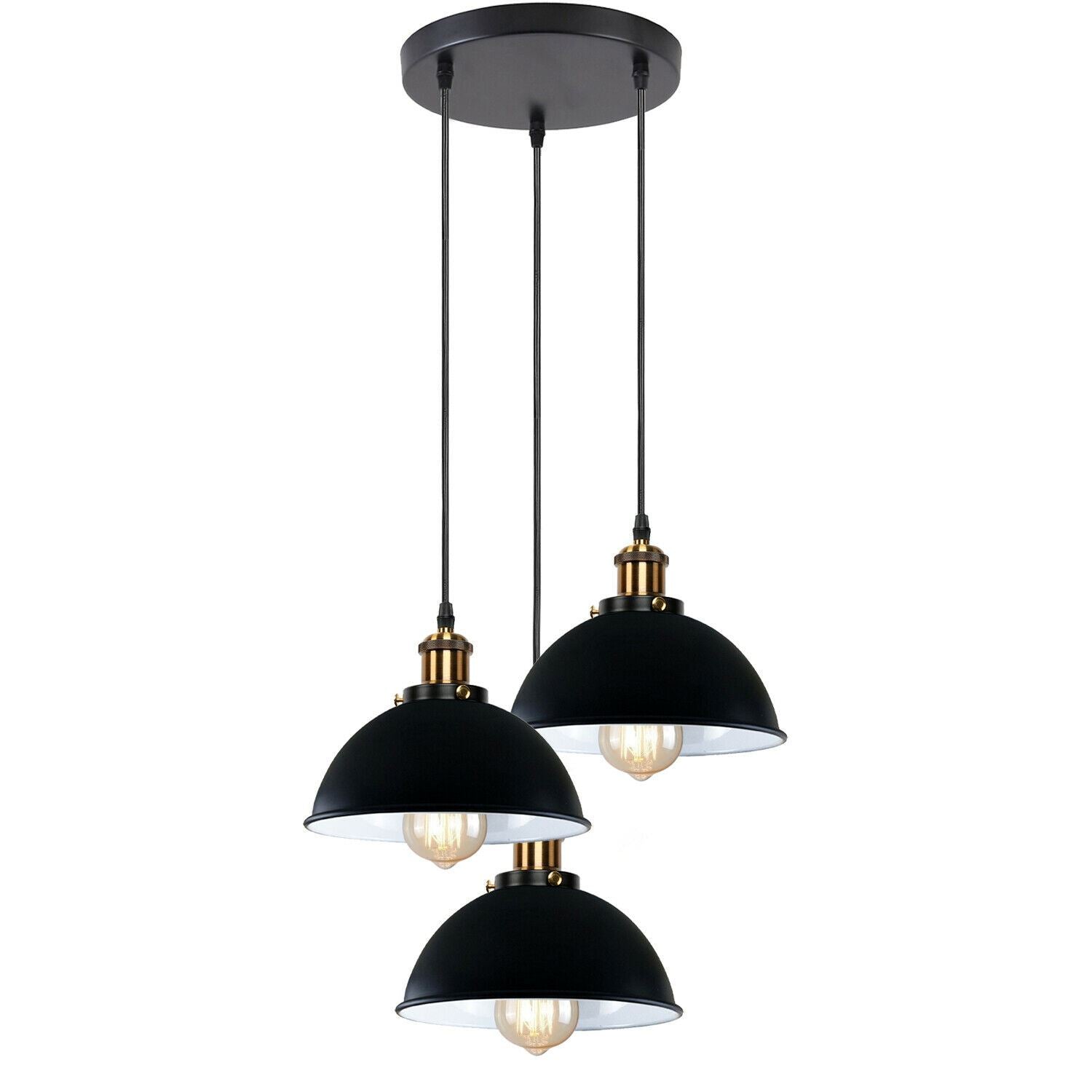 LEDSone Vintage Industrial Metal Ceiling Pendant Shade Modern Hanging Retro with various pattern Light black colour ~1259-21