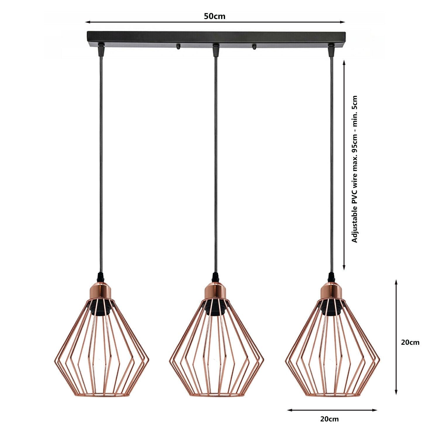 Modern Ceiling Pendant Light Cage Fitting Rose Gold Diamond Vintage Style Lights~1361-15