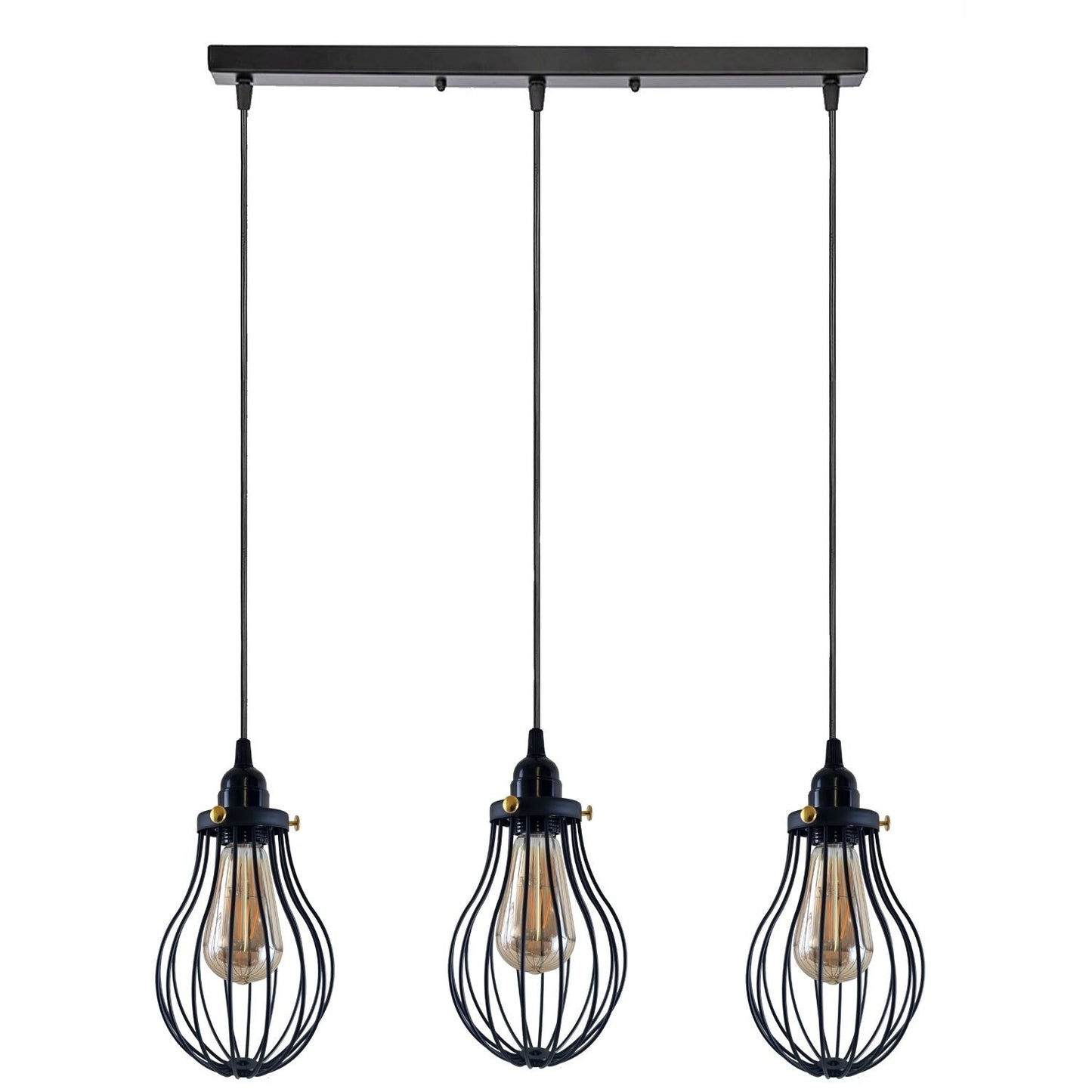 Retro Industrial Black Indoor Hanging Adjustable Pendant Light Big Vase Cage Ceiling Chandelier~3398-22