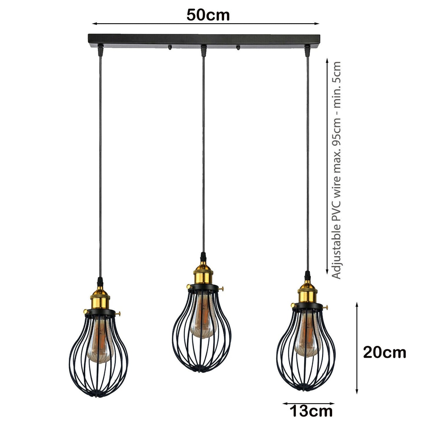 Industrial 3 heads Black hanging Pendant Accessories Ceiling Light Cover Decorative Cage light fixture~3427-21