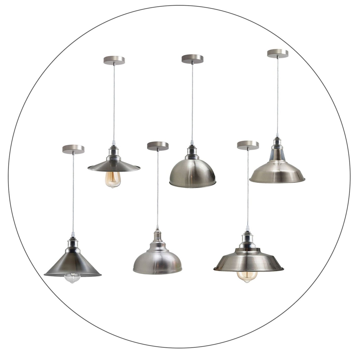 Pendant Lighting Metal Industrial Vintage Hanging Ceiling, Satin Nickel, for Kitchen Home Lighting~1268-14