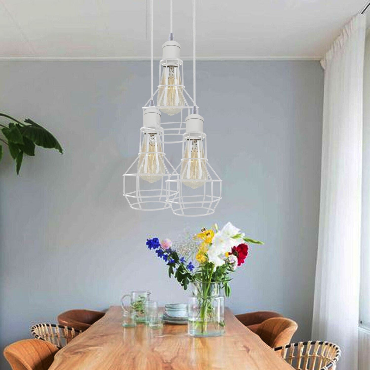 Modern Loft Vintage Industrial Retro Wire Cage Shade Pendant Light~3401-19