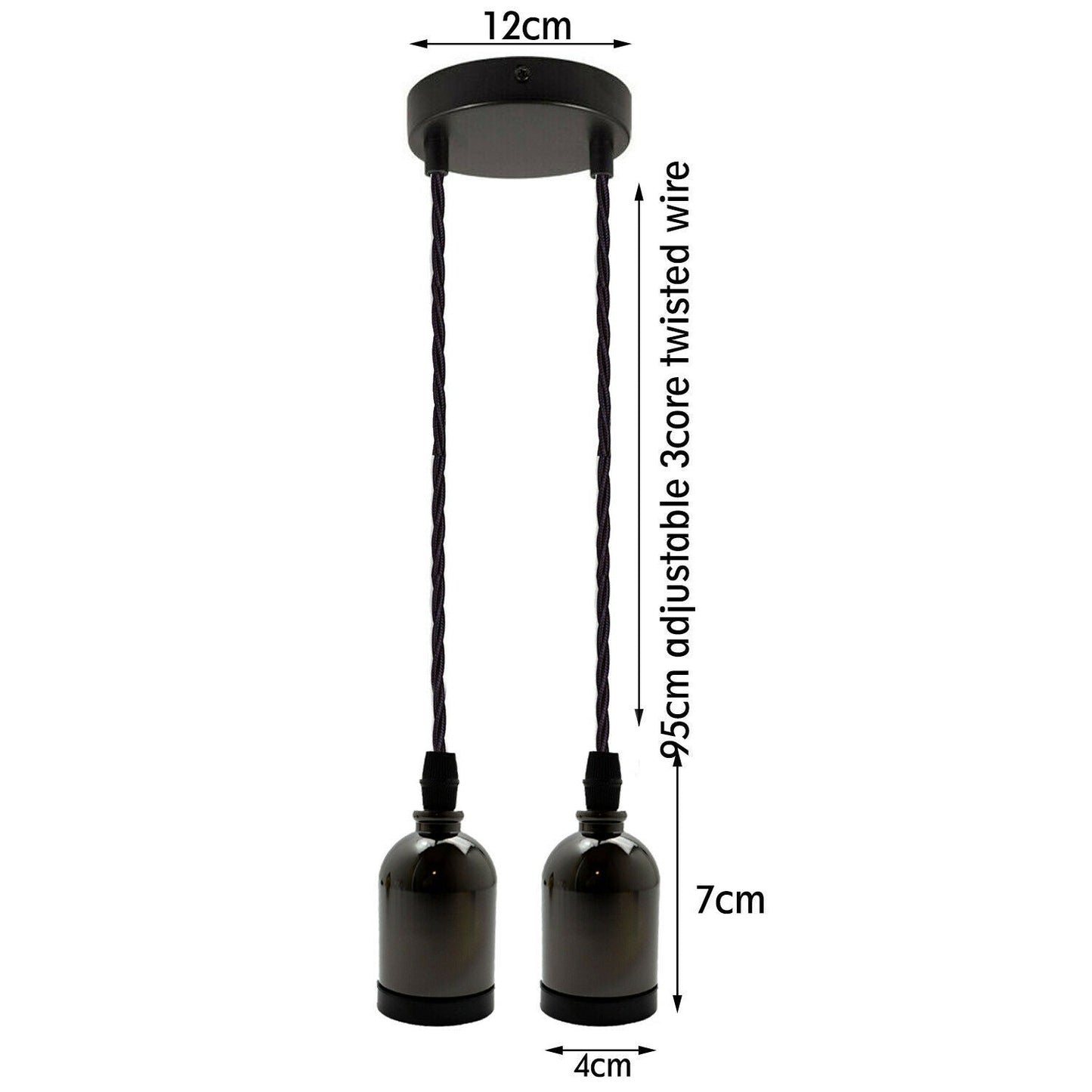 Black Multi Outlet E27 Metal Vintage Hanging Ceiling Pendant Lights~2058-23