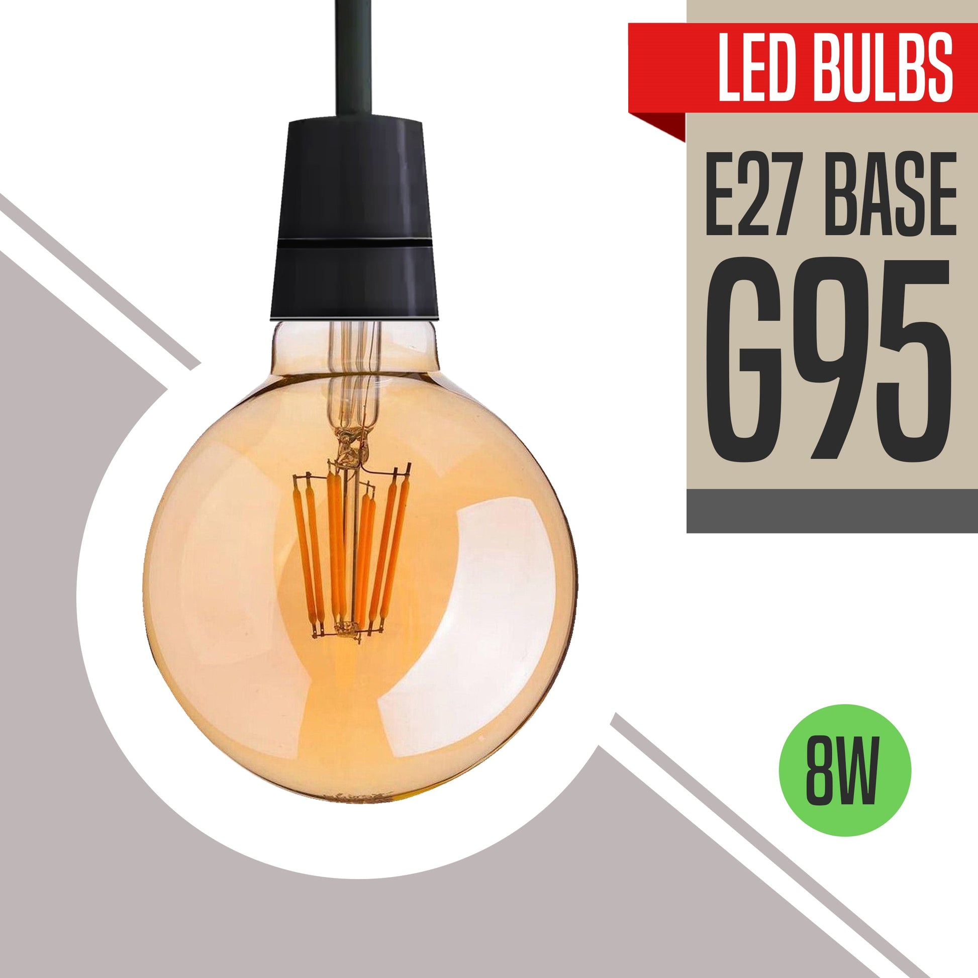 G95 E27 8W LED Globe Vintage LED Retro Light Bulbs~4062-6