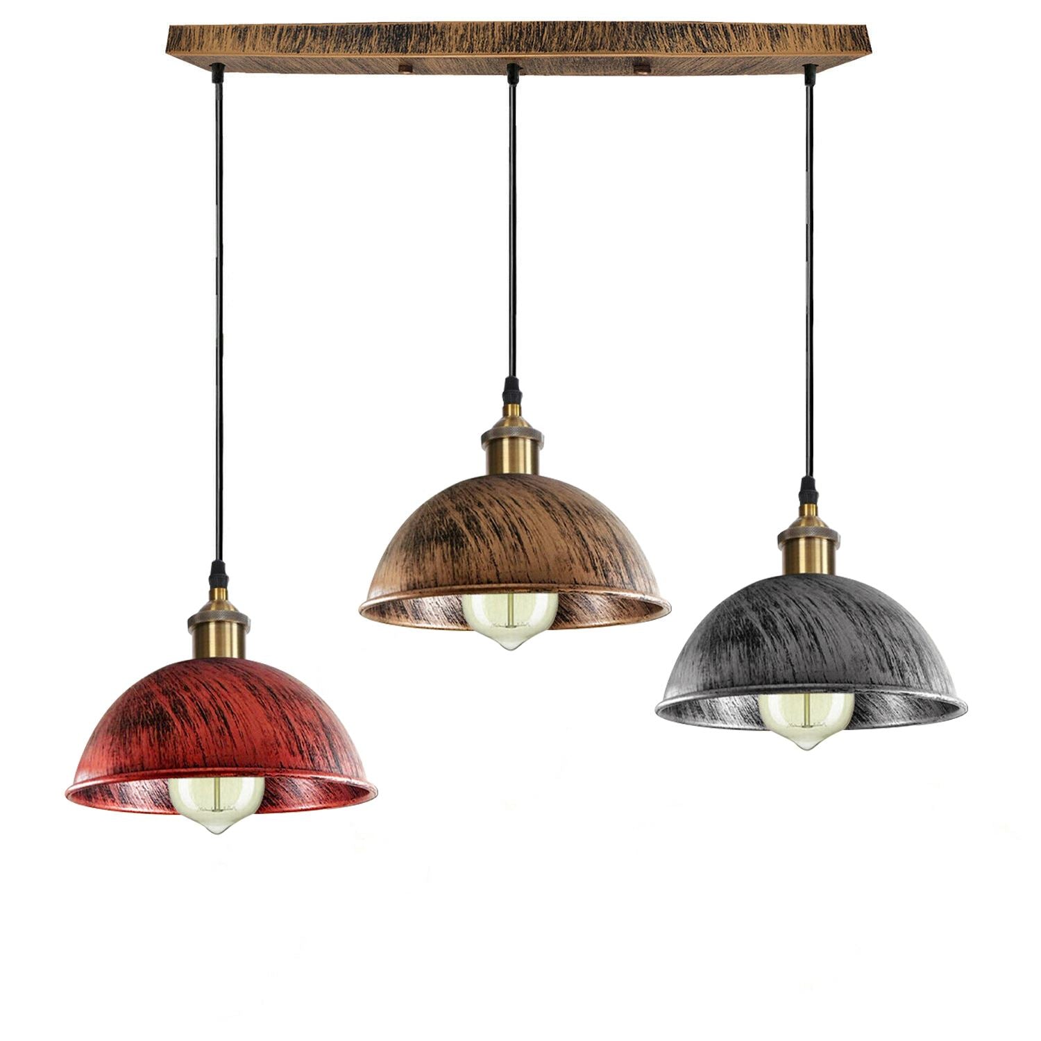 Vintage Industrial Retro 3Head Dome Ceiling Pendant Lamp Shade Light Kit~1248-5