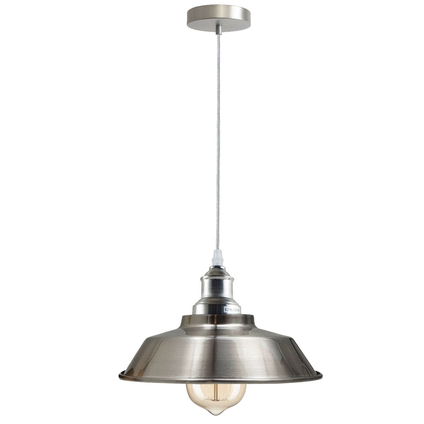 Pendant Lighting Metal Industrial Vintage Hanging Ceiling, Satin Nickel, for Kitchen Home Lighting~1268-0