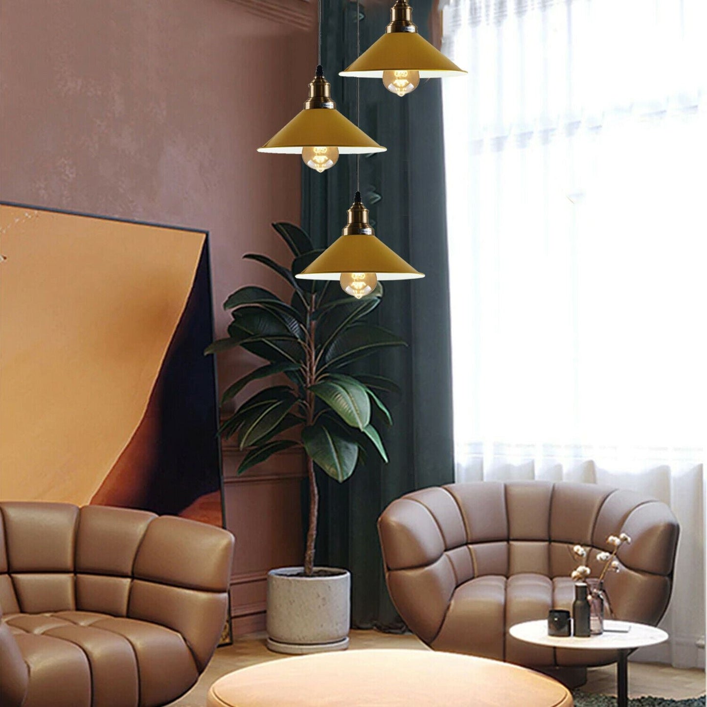 3 Head Ceiling Light, Multi Color Cluster Ceiling Hanging Lamp, Pendant Light Fixture with Cone Metal Shade~1302-17