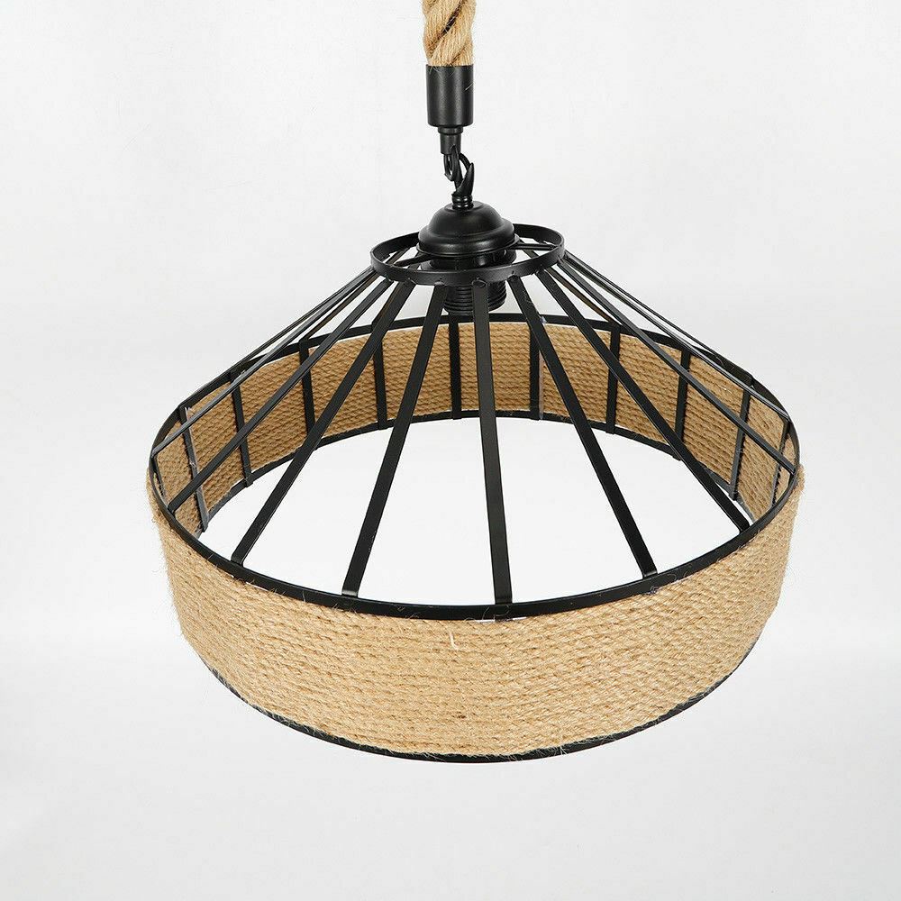 Retro Industrial Vintage Loft Hemp Rope Pendant Ceiling Light Lamp~1132-35