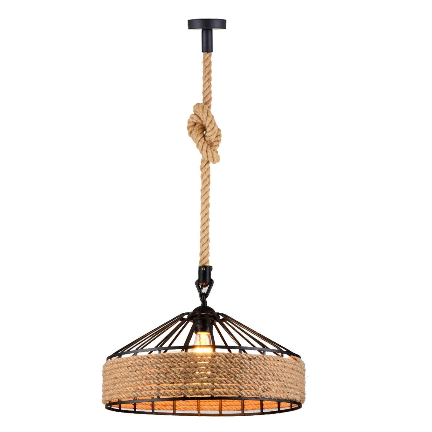 Retro Industrial Vintage Loft Hemp Rope Pendant Ceiling Light Lamp~1132-38